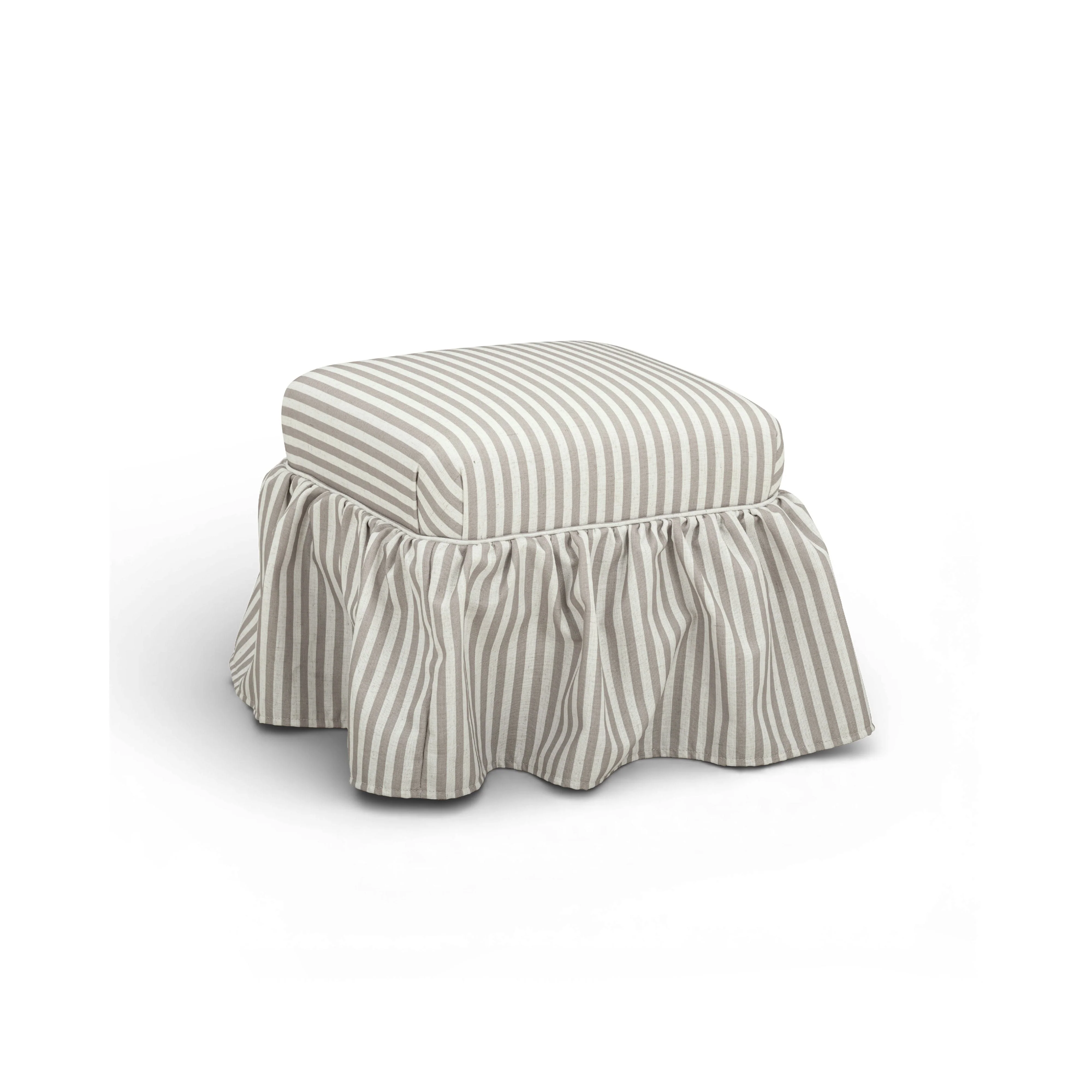 Gertrude Striped Performance Linen Skirted Ottoman - Image 9