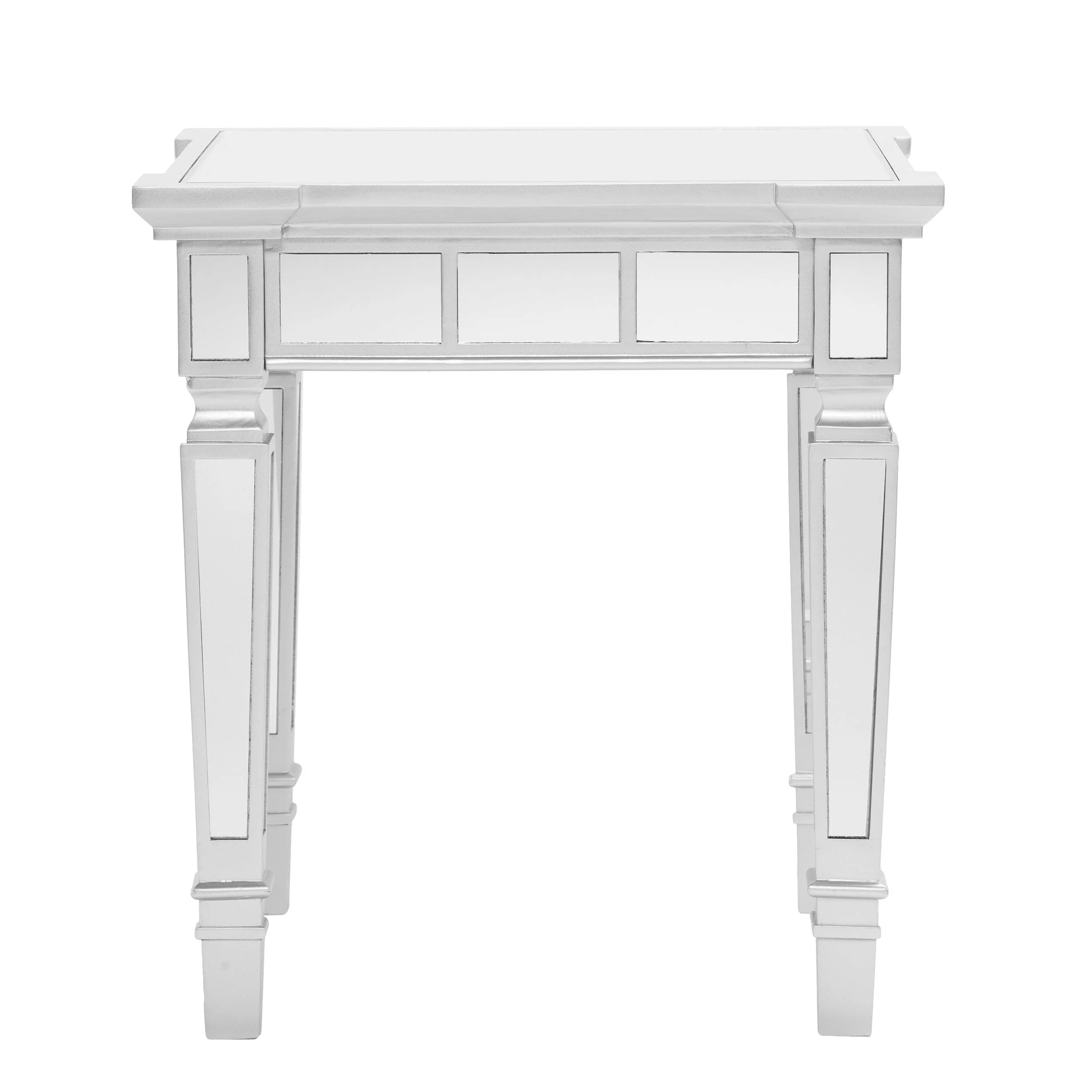 Glenview Glam Mirrored Square End Table - Matte Silver - Image 4