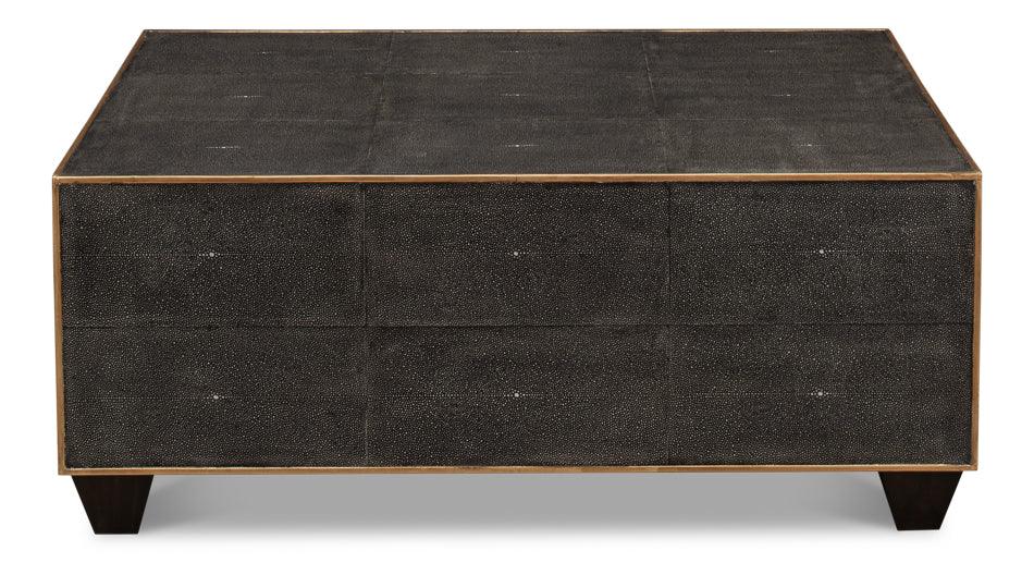 Grey Leather Shagreen Cocktail Table - Image 2