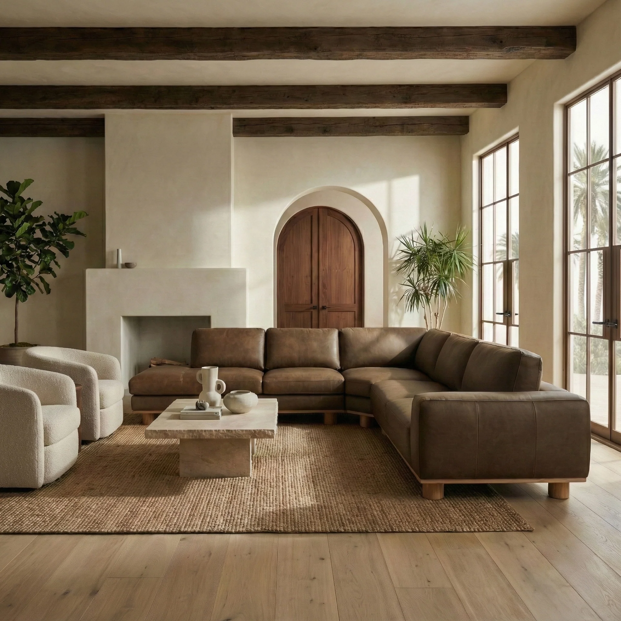 Gustav Leather Corner Sectional Sofa - Image 7