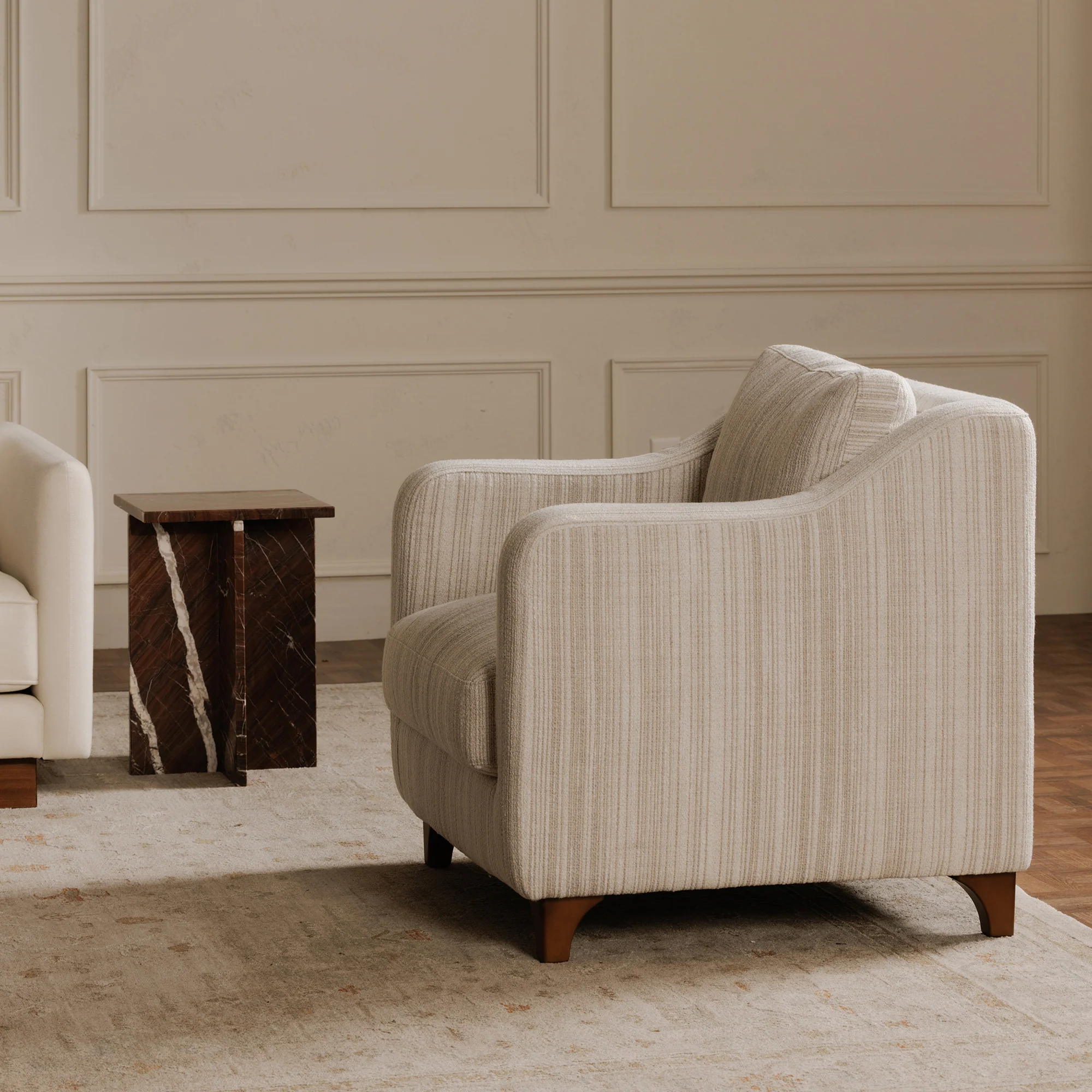 Hewitt Accent Chair Beige Stripe - Image 2