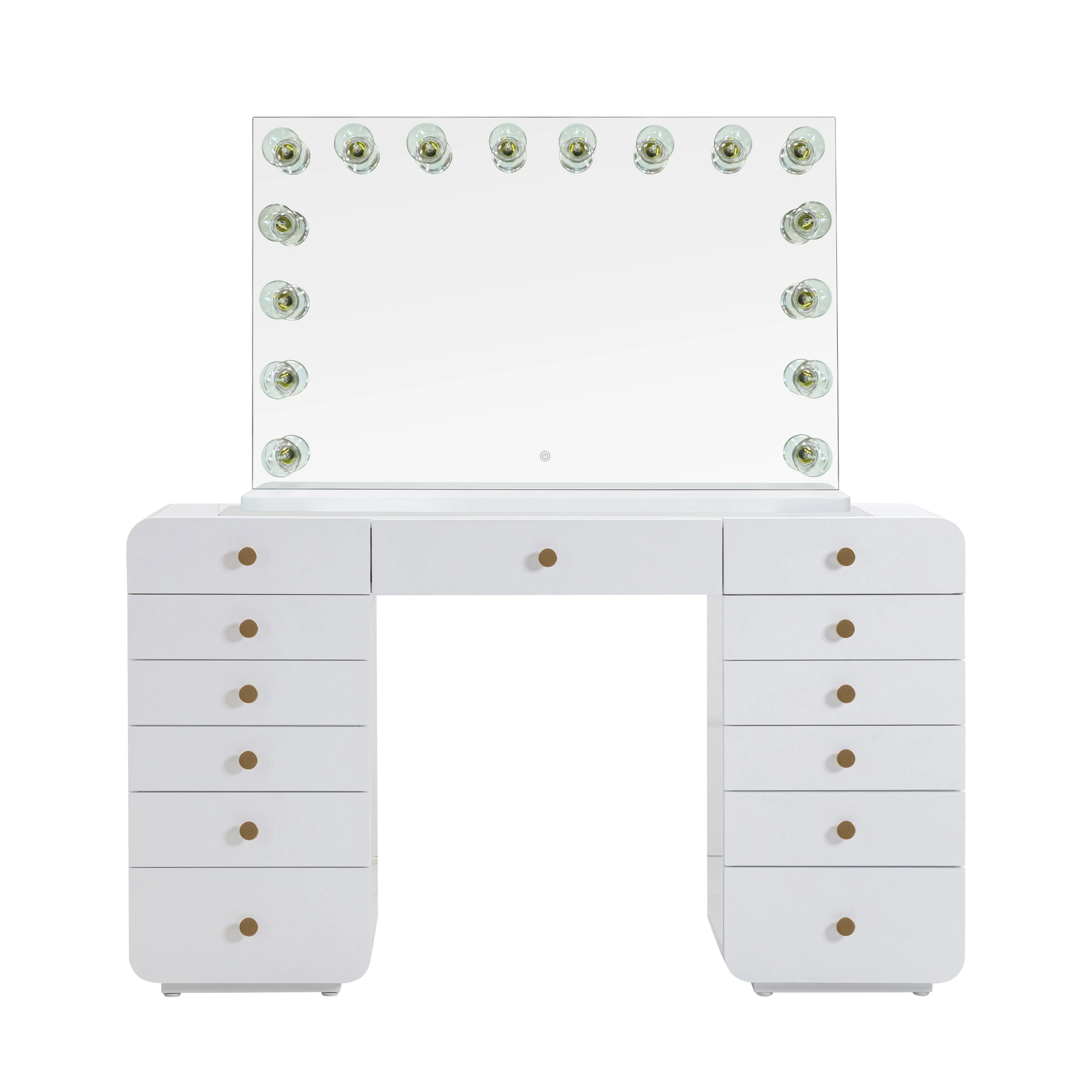 Hollywood 56" White Desk with Vanity Mirror - Image 7