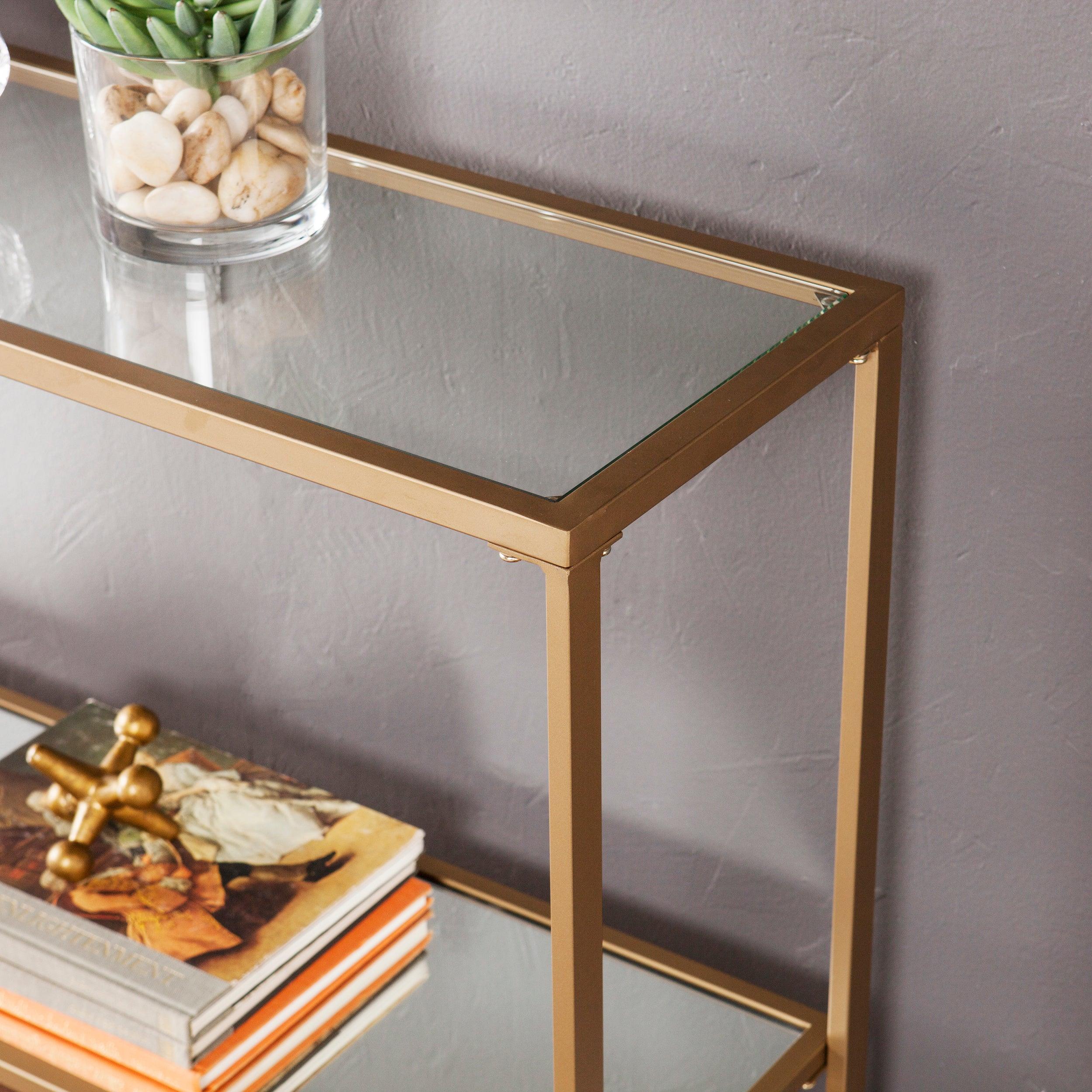 Horten Glam Narrow Console - Gold w/ Mirror - Image 9