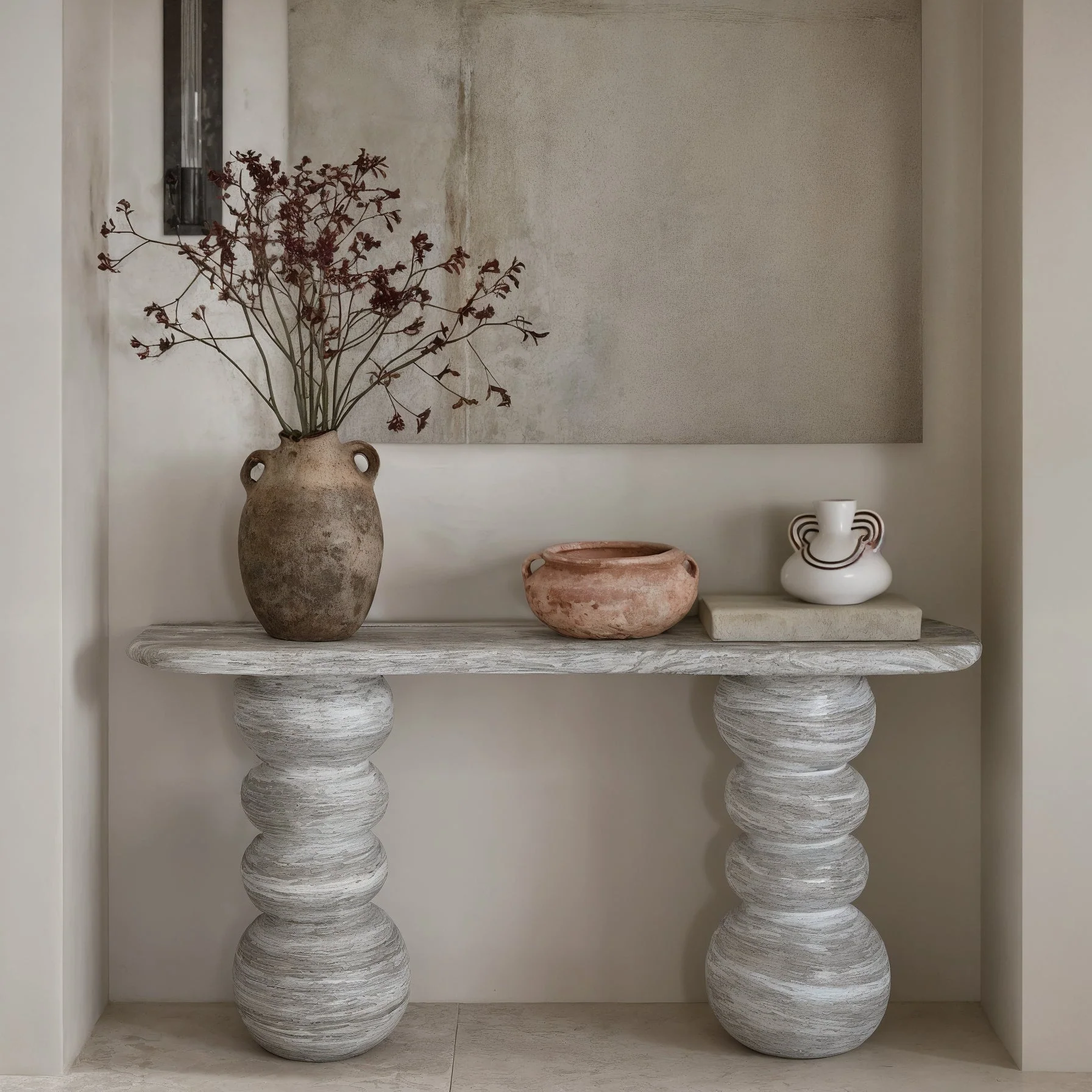 Hyre 59" Faux Stone Indoor/Outdoor Concrete Console Table - Image 2