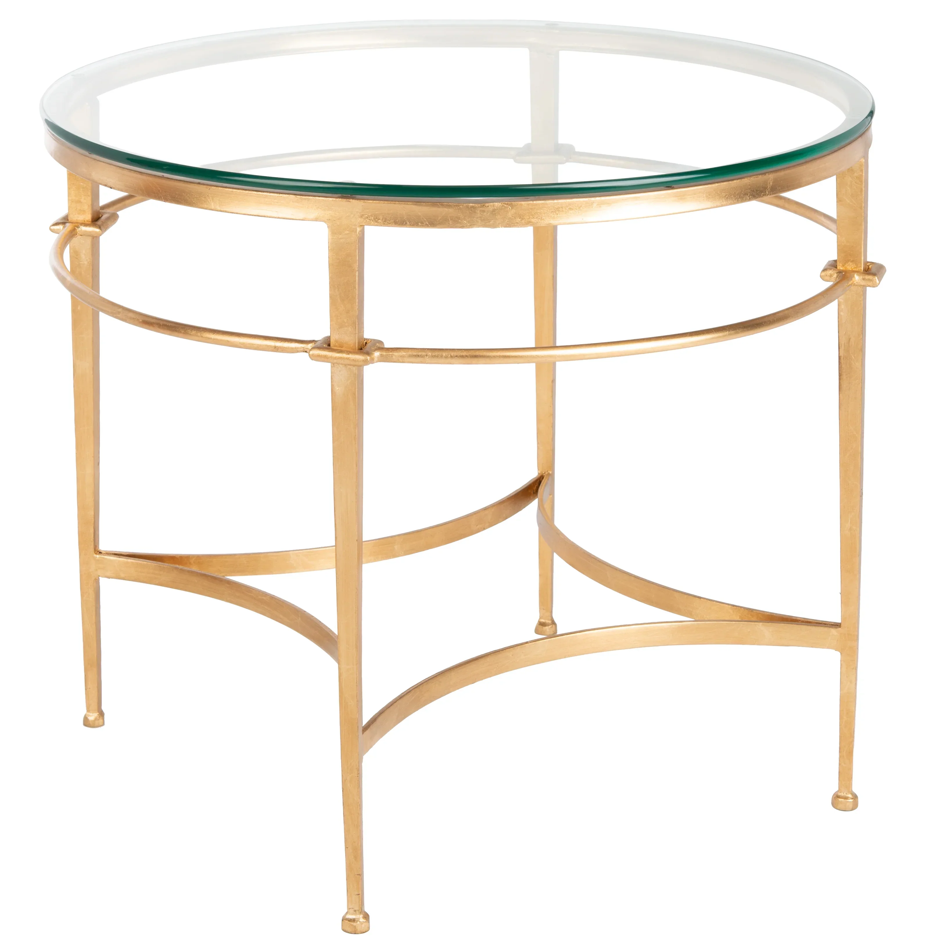 Ingmar Round Antique Gold Glass Side Table - Image 3