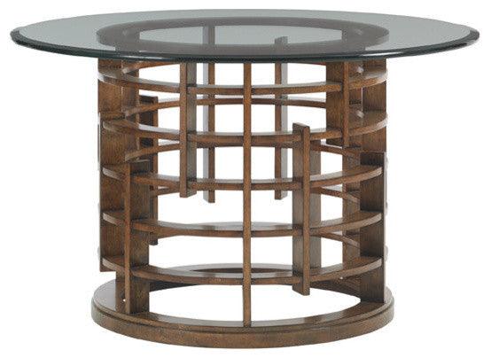 Island Fusion Meridien Round Dining Table With 60 Inch Glass Top