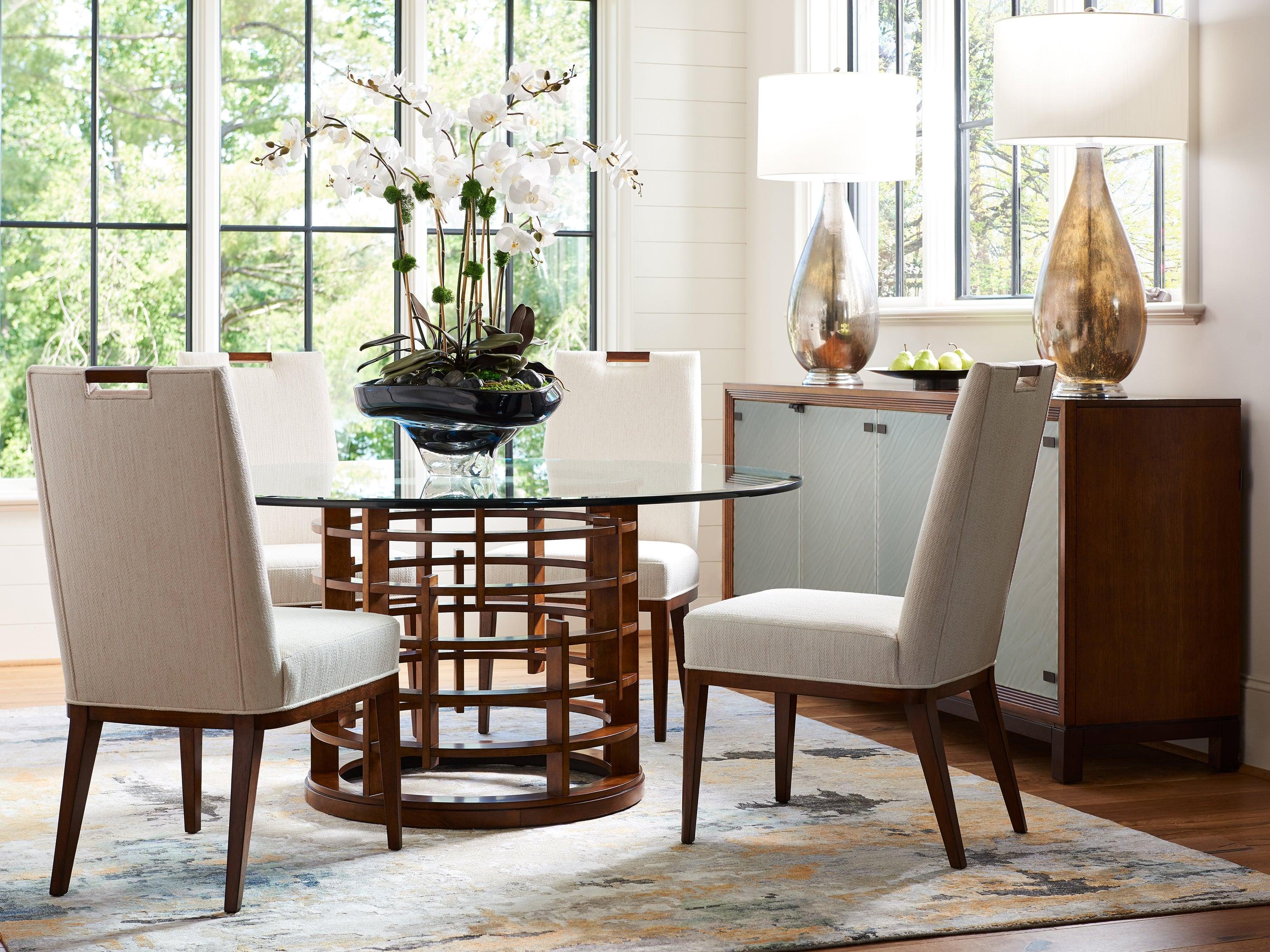 Island Fusion Meridien Round Dining Table With 60 Inch Glass Top - Image 2