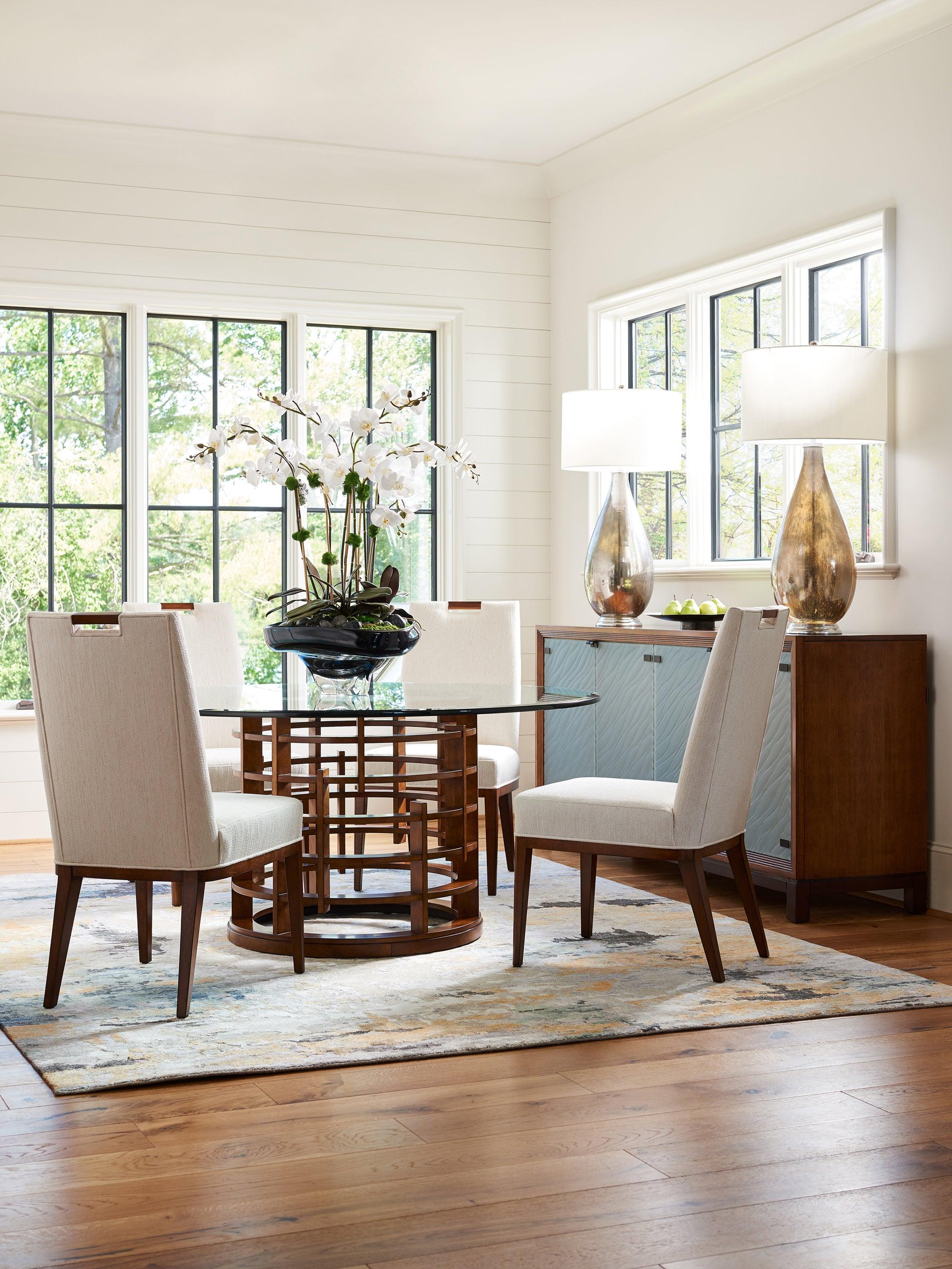 Island Fusion Meridien Round Dining Table With 60 Inch Glass Top - Image 3