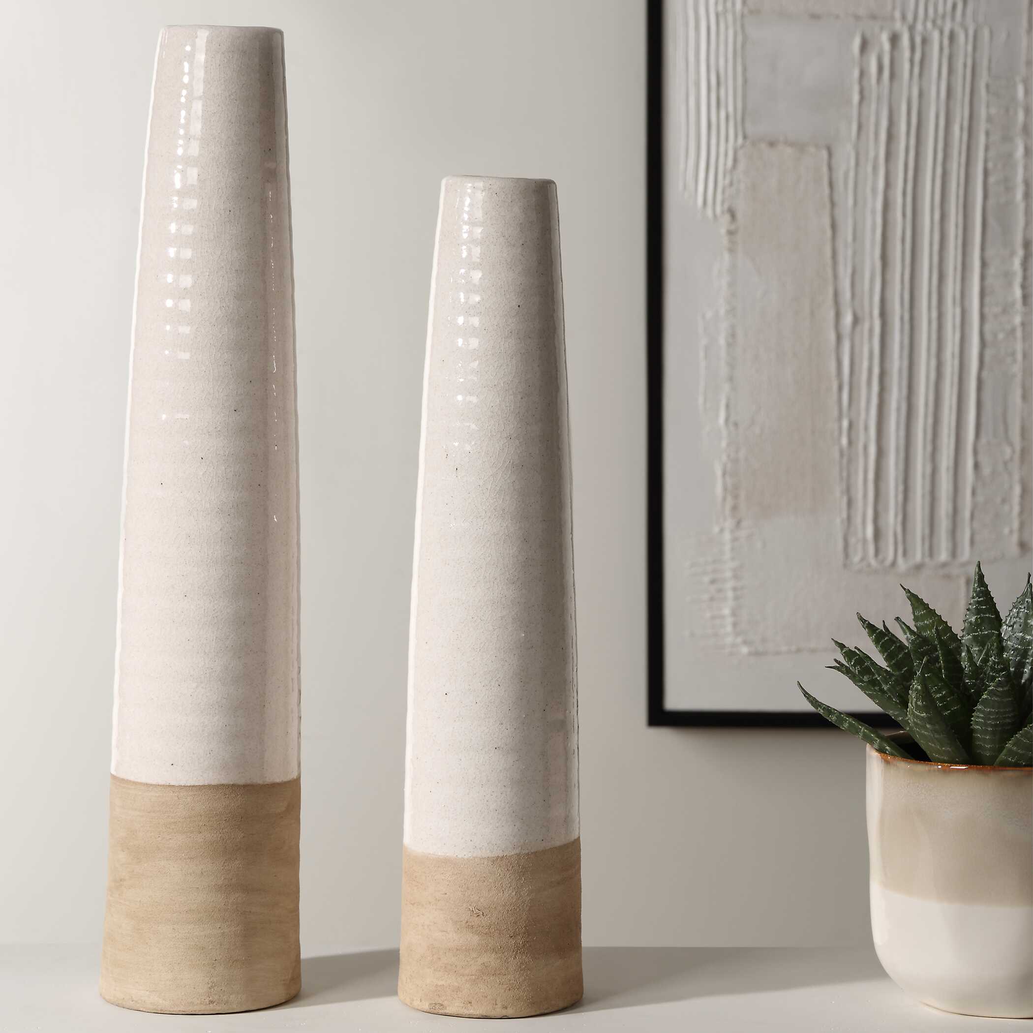 Ivory Sands Ceramic Vases, S/2 - Image 2