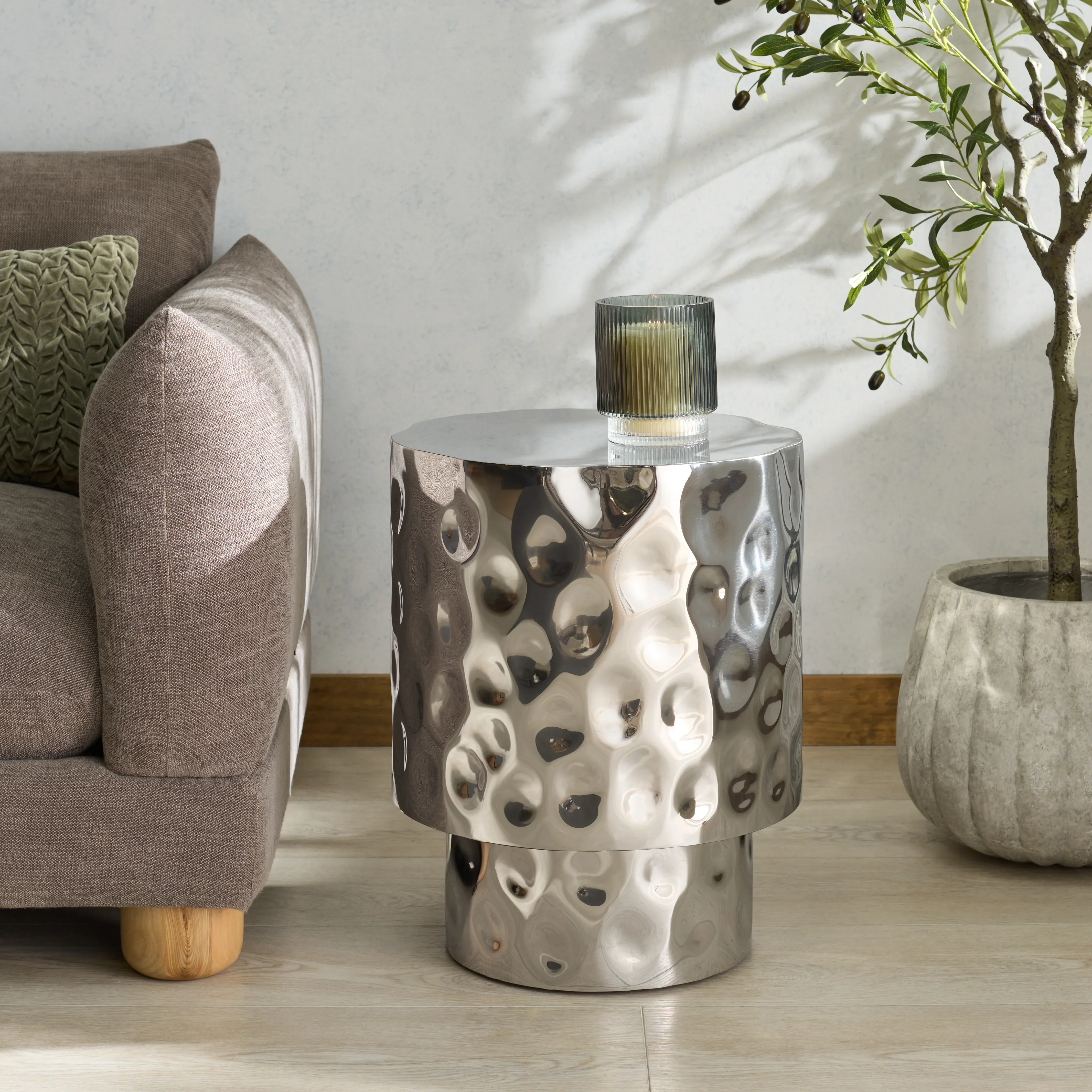 Janalee Hammered Steel Accent Table - Image 2