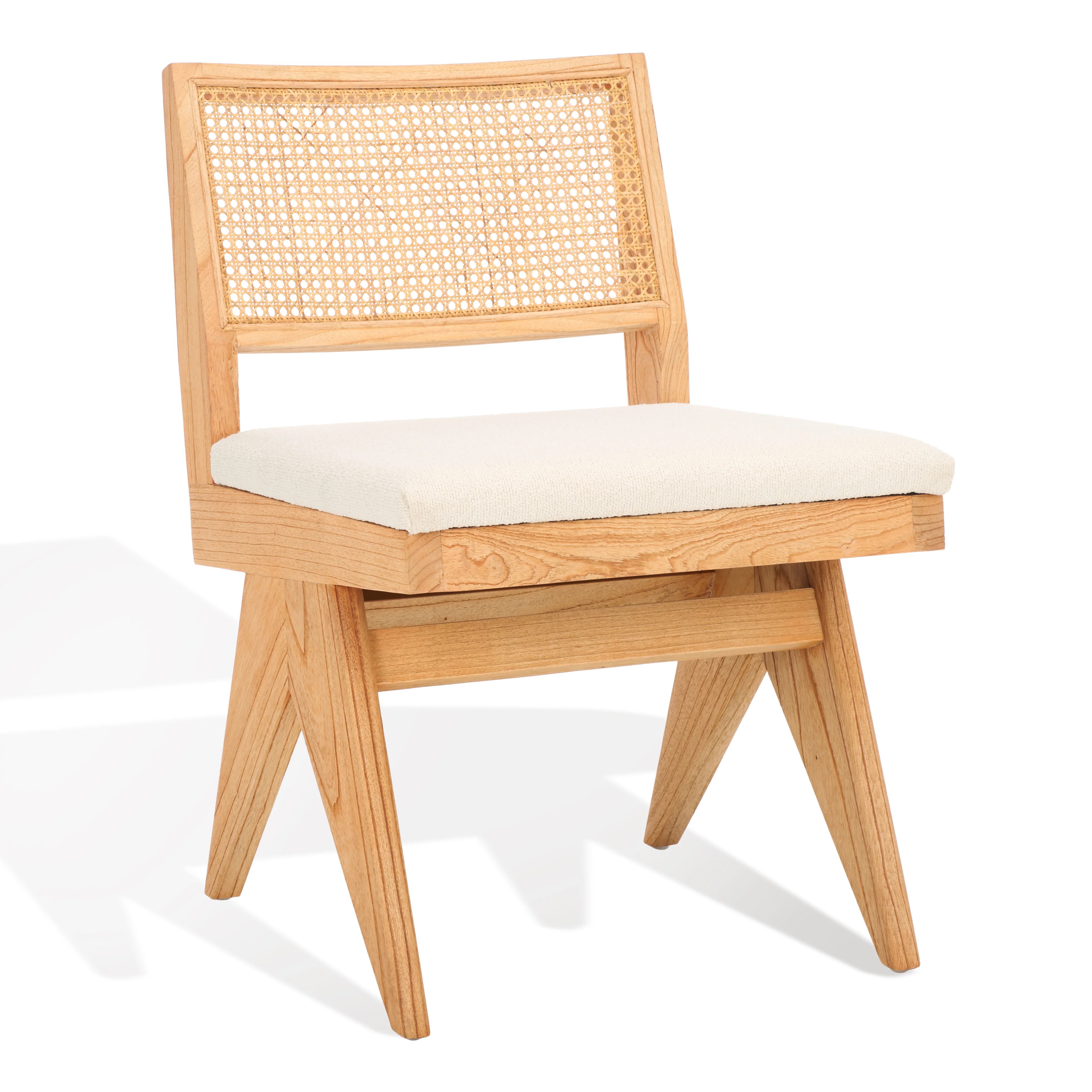 Jaqueline Boucle And Rattan Back Dining Chair - Image 3