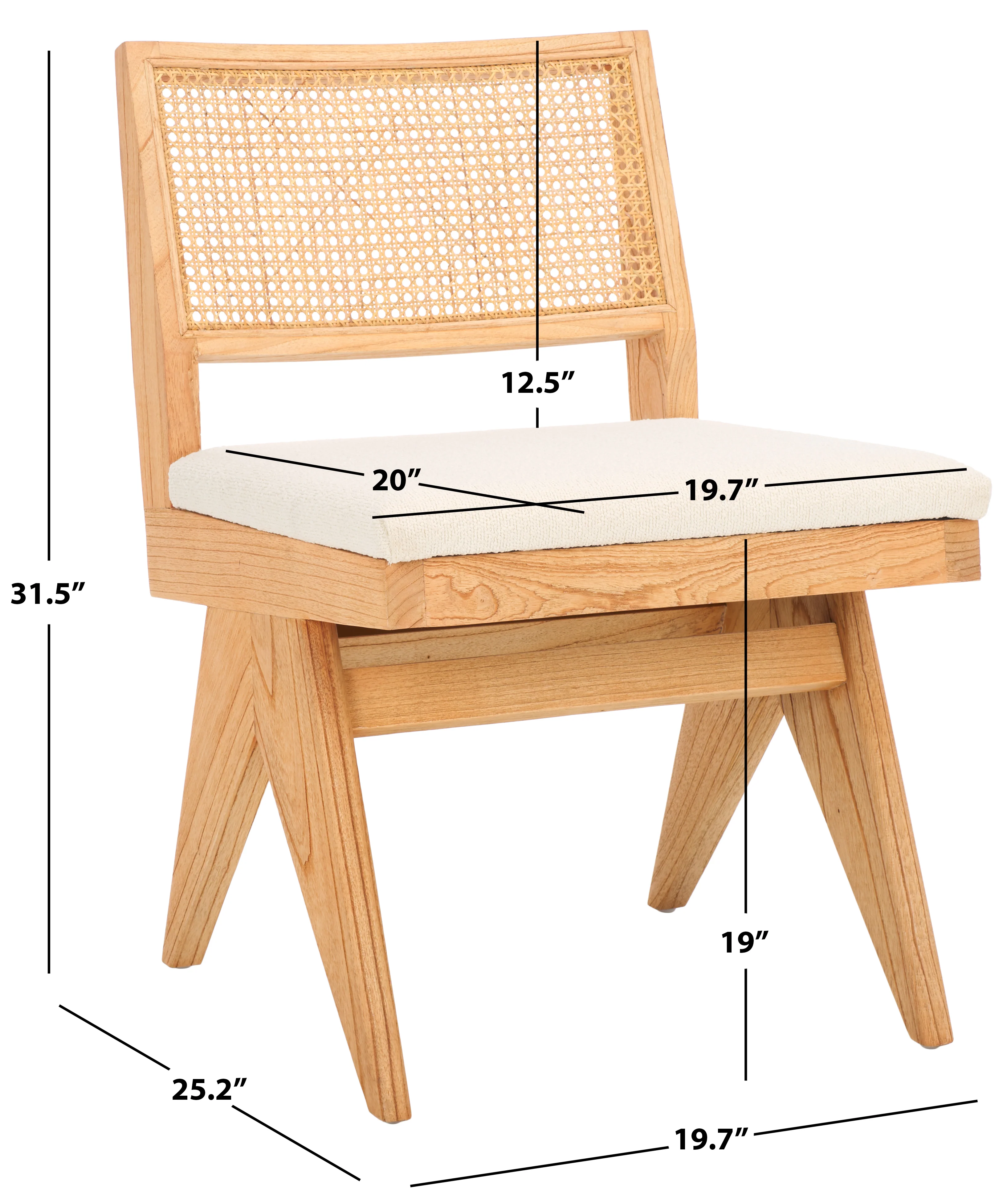Jaqueline Boucle And Rattan Back Dining Chair - Image 7