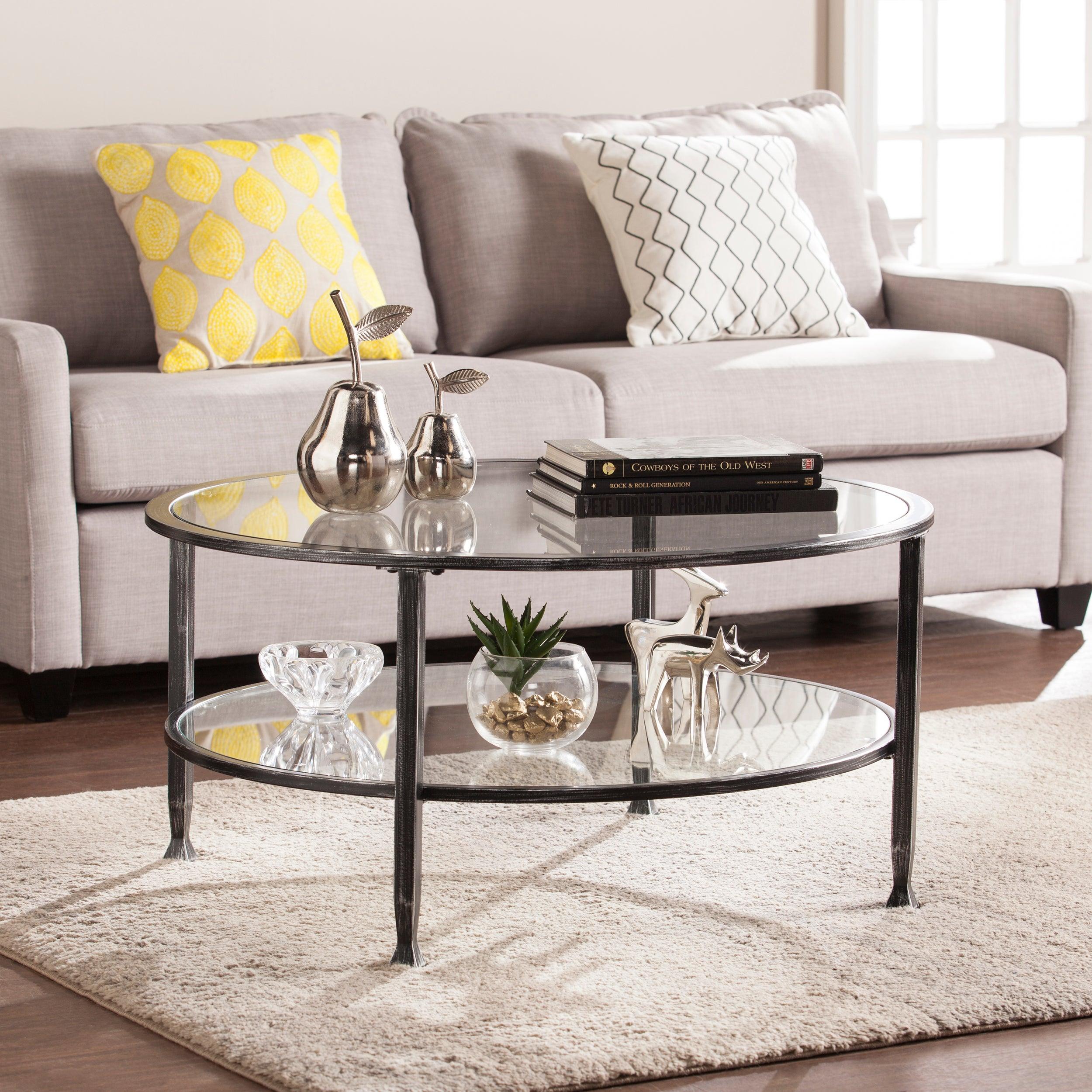 Jaymes Metal/Glass Round Cocktail Table - Black - Image 2