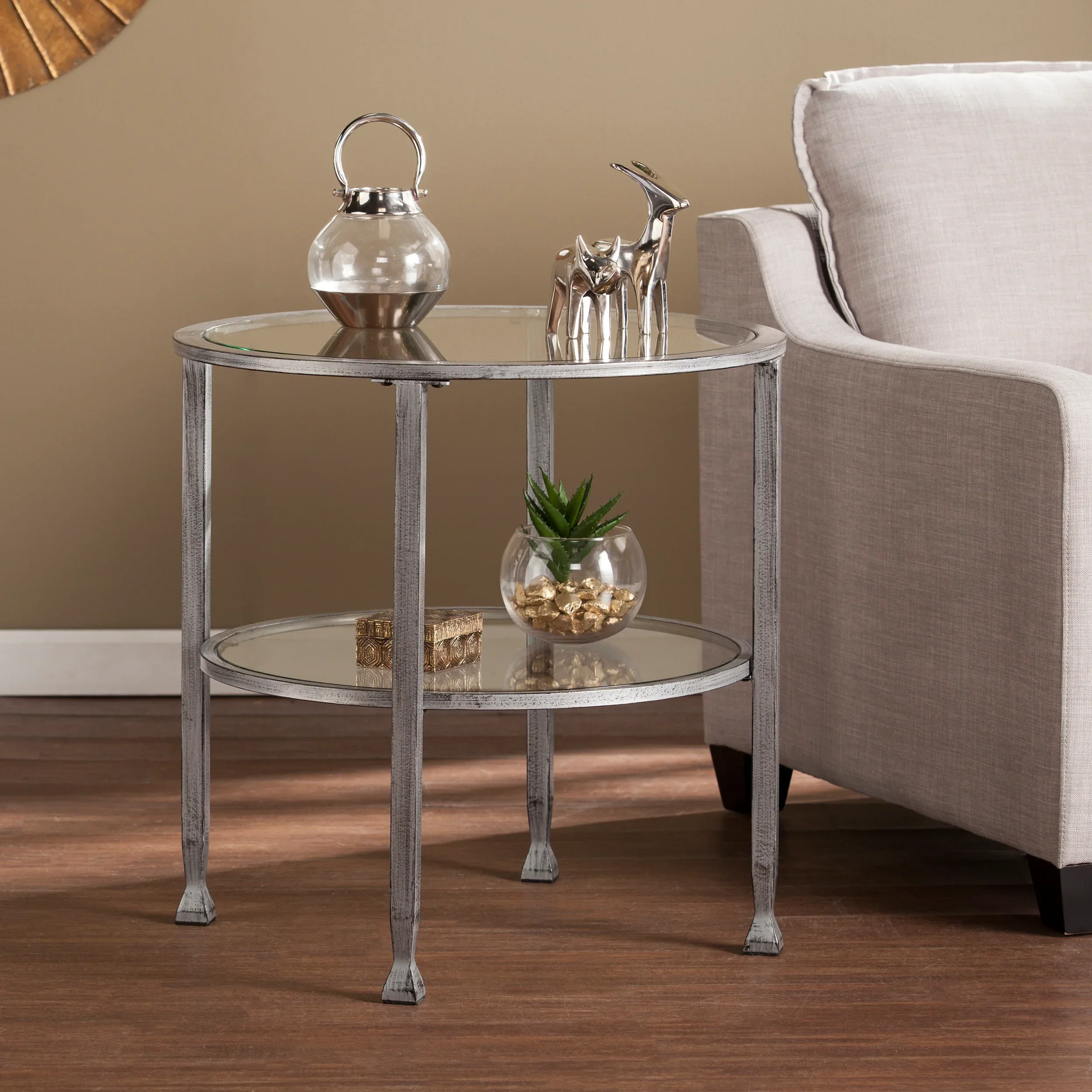 Jaymes Metal/Glass Round End Table - Silver - Image 2