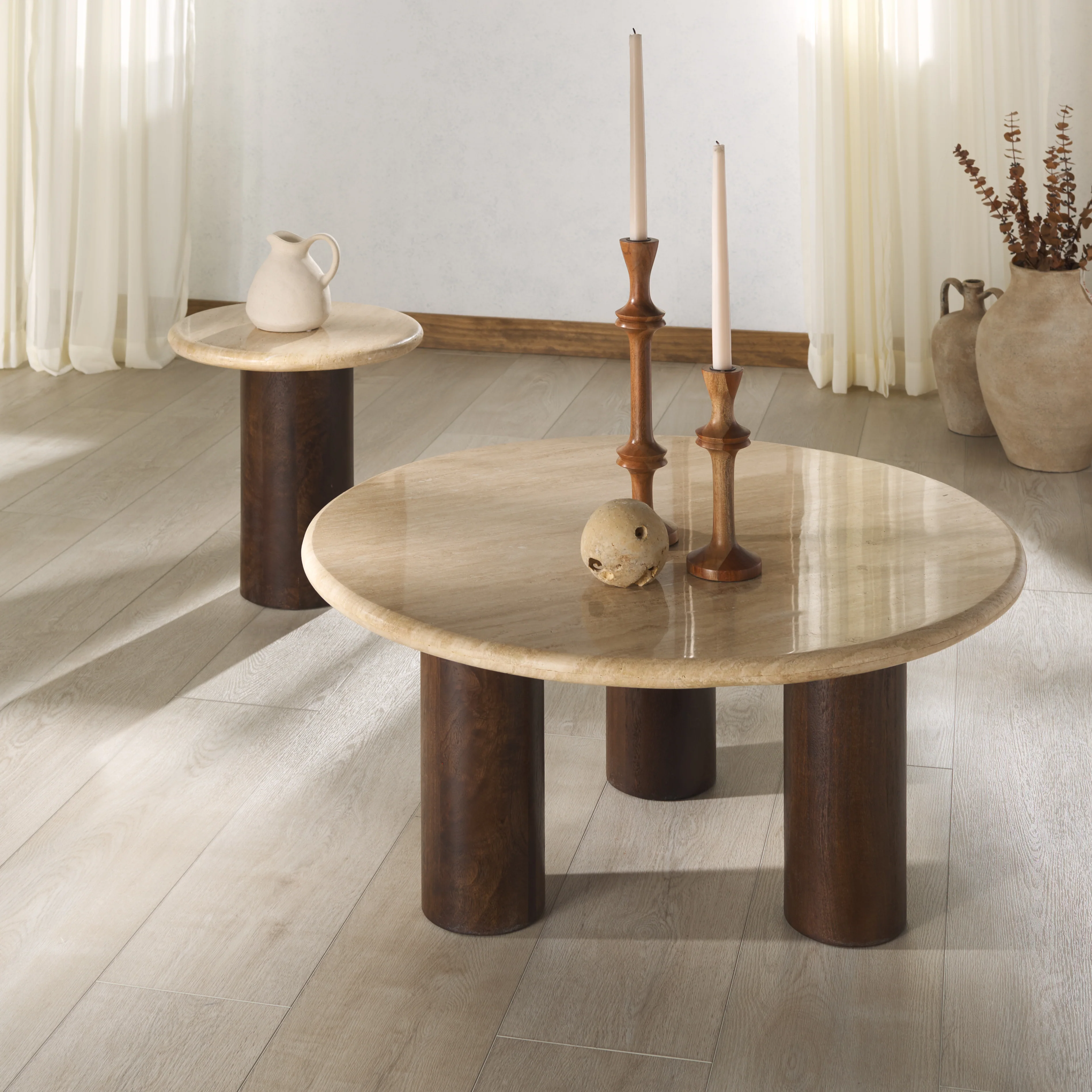 Jennamira Travertine Top Accent Table - Image 8