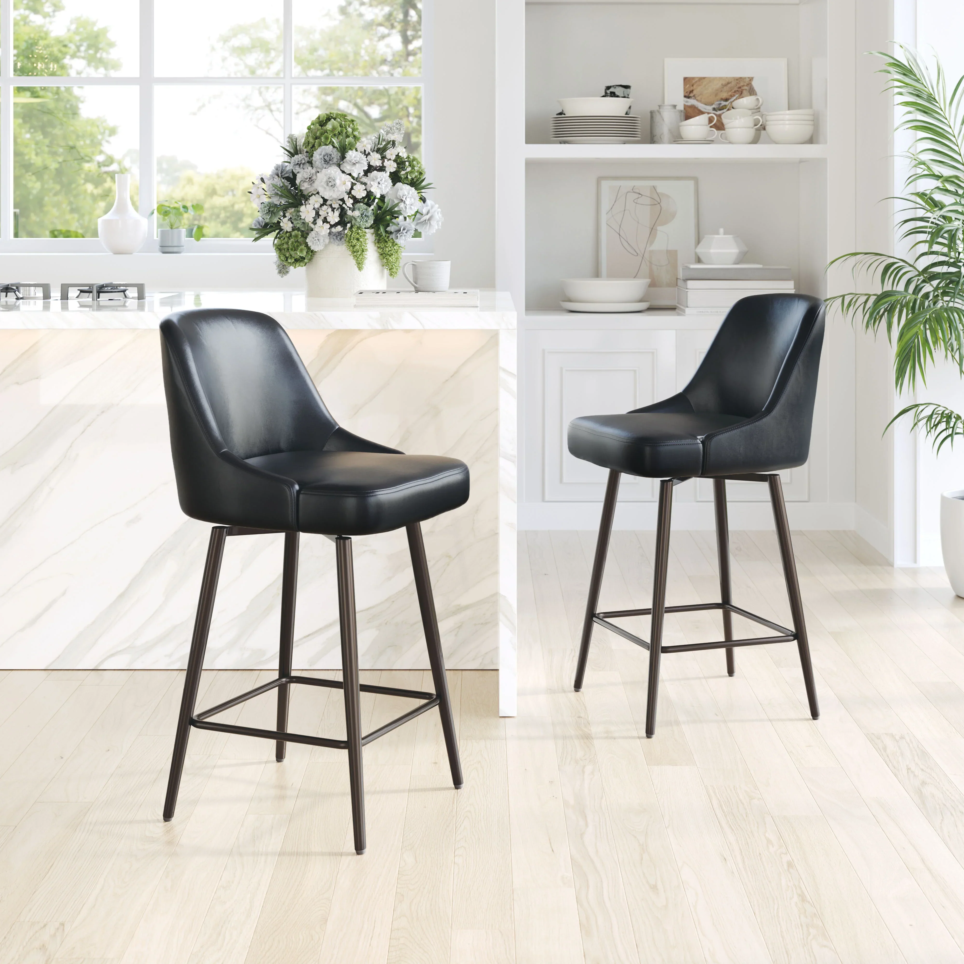 Keppel Swivel Counter Stool Black & Bronze - Image 2