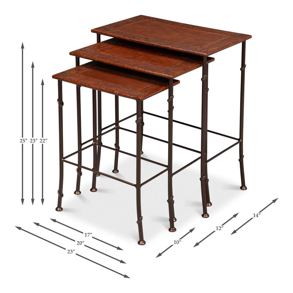 Kew Gardens Leather Nesting Tables - Image 7