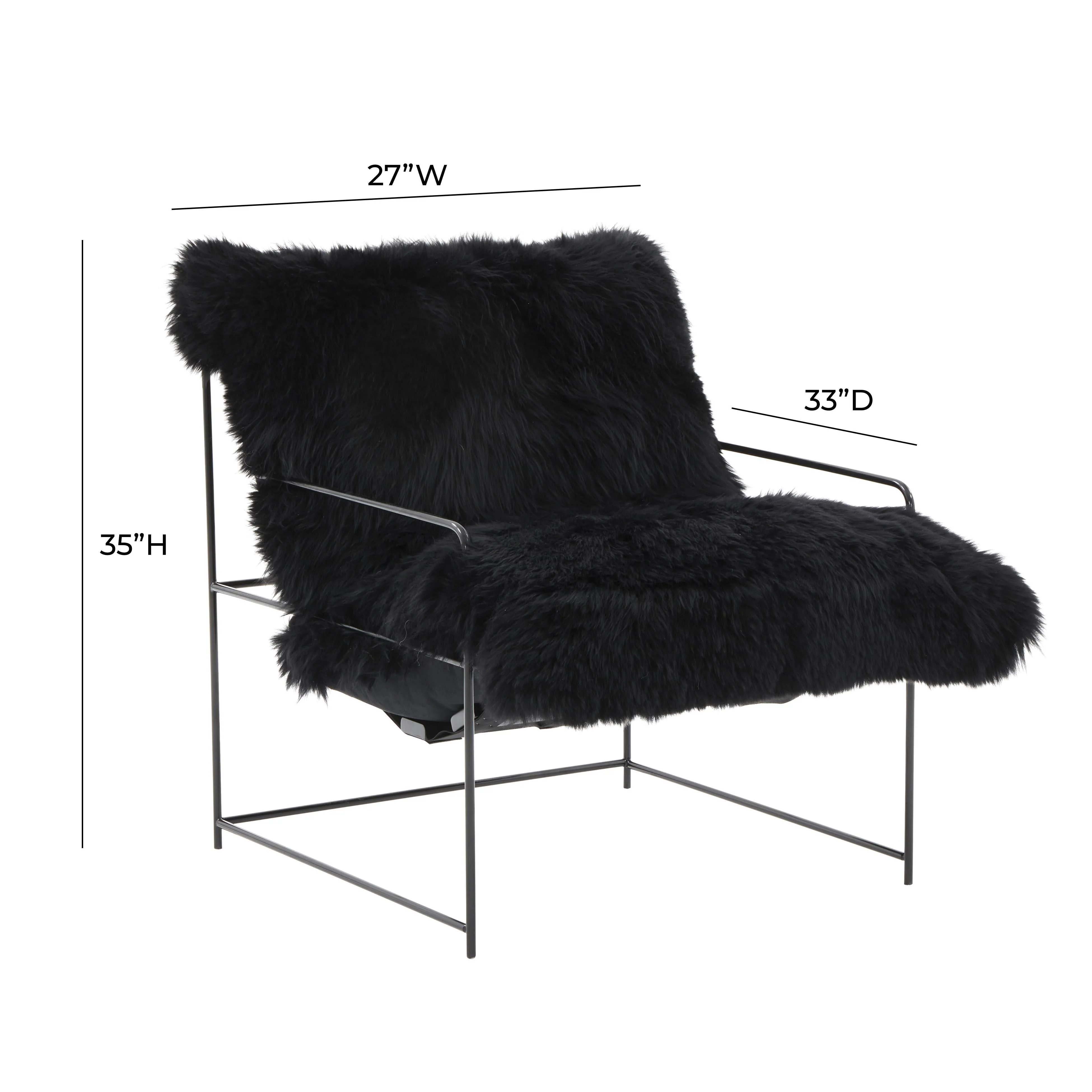 Kimi Black Genuine Sheepskin Chair - Image 7