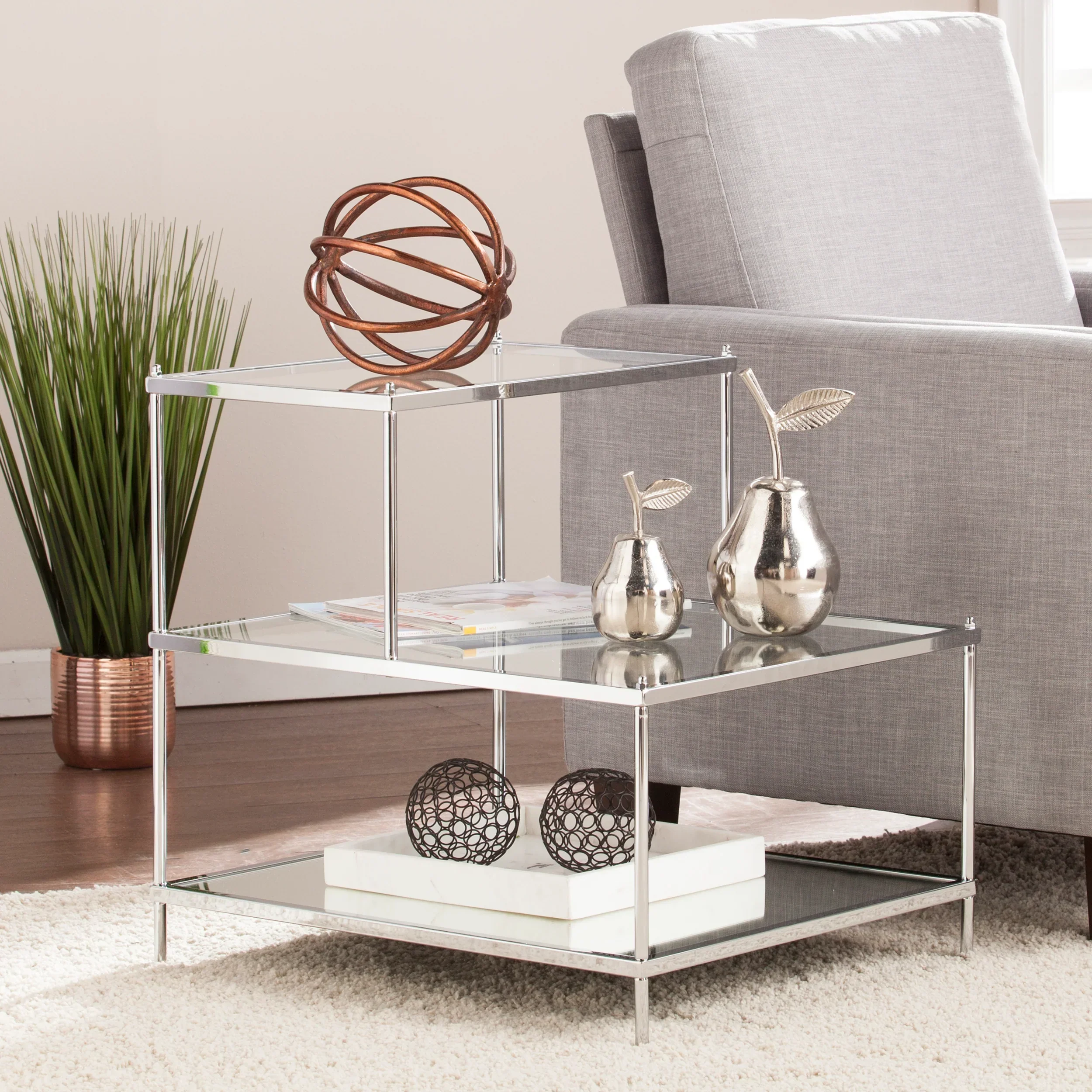 Knox Glam Mirrored Accent Table - Chrome - Image 2