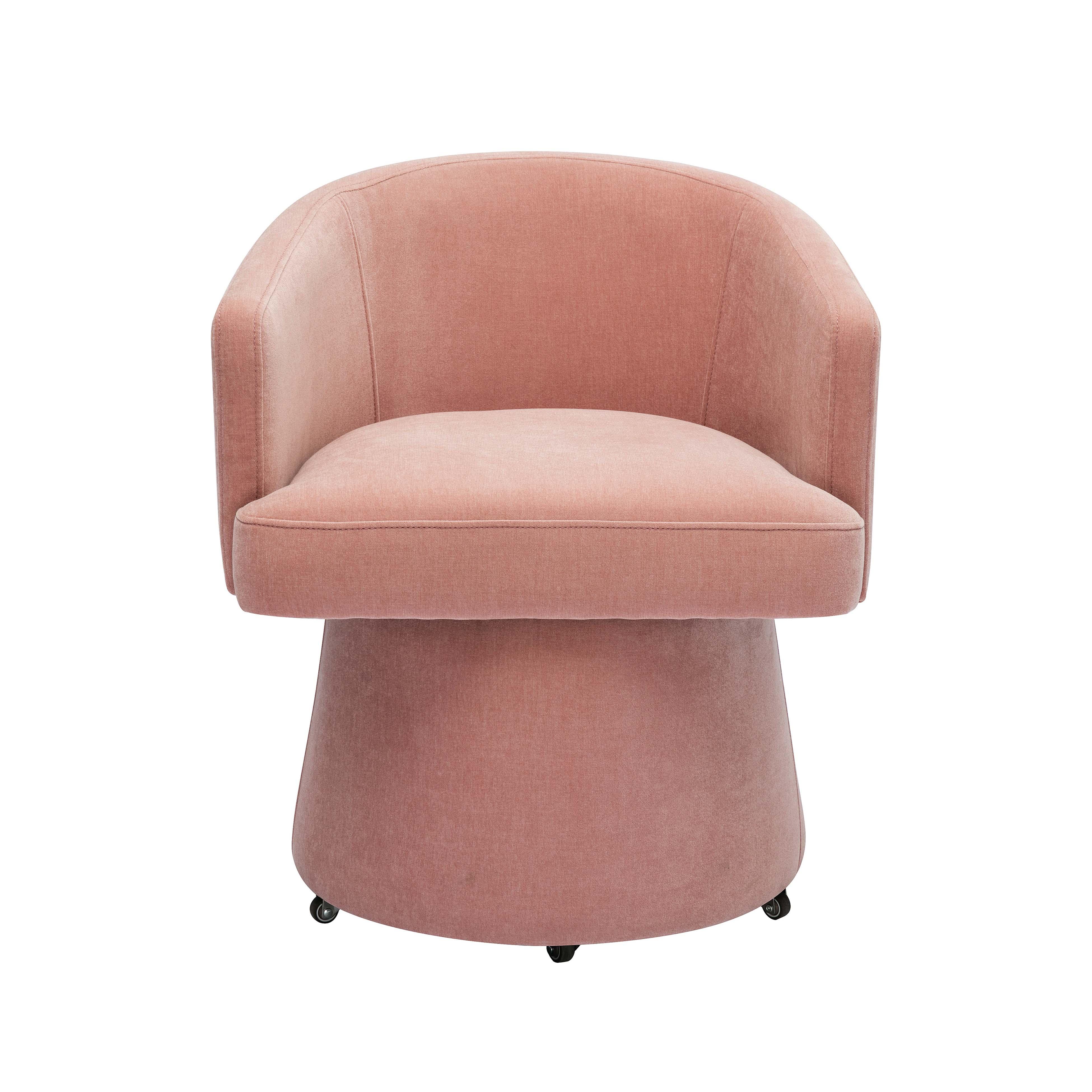Kristen Pink Upcycled Chenille Rolling Desk Chair - Image 2
