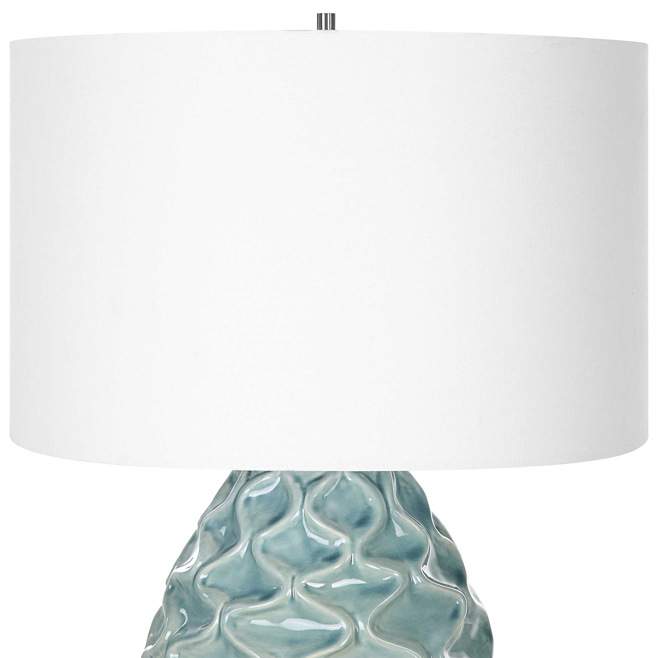 Laced Up Sea Foam Glass Table Lamp - Image 5
