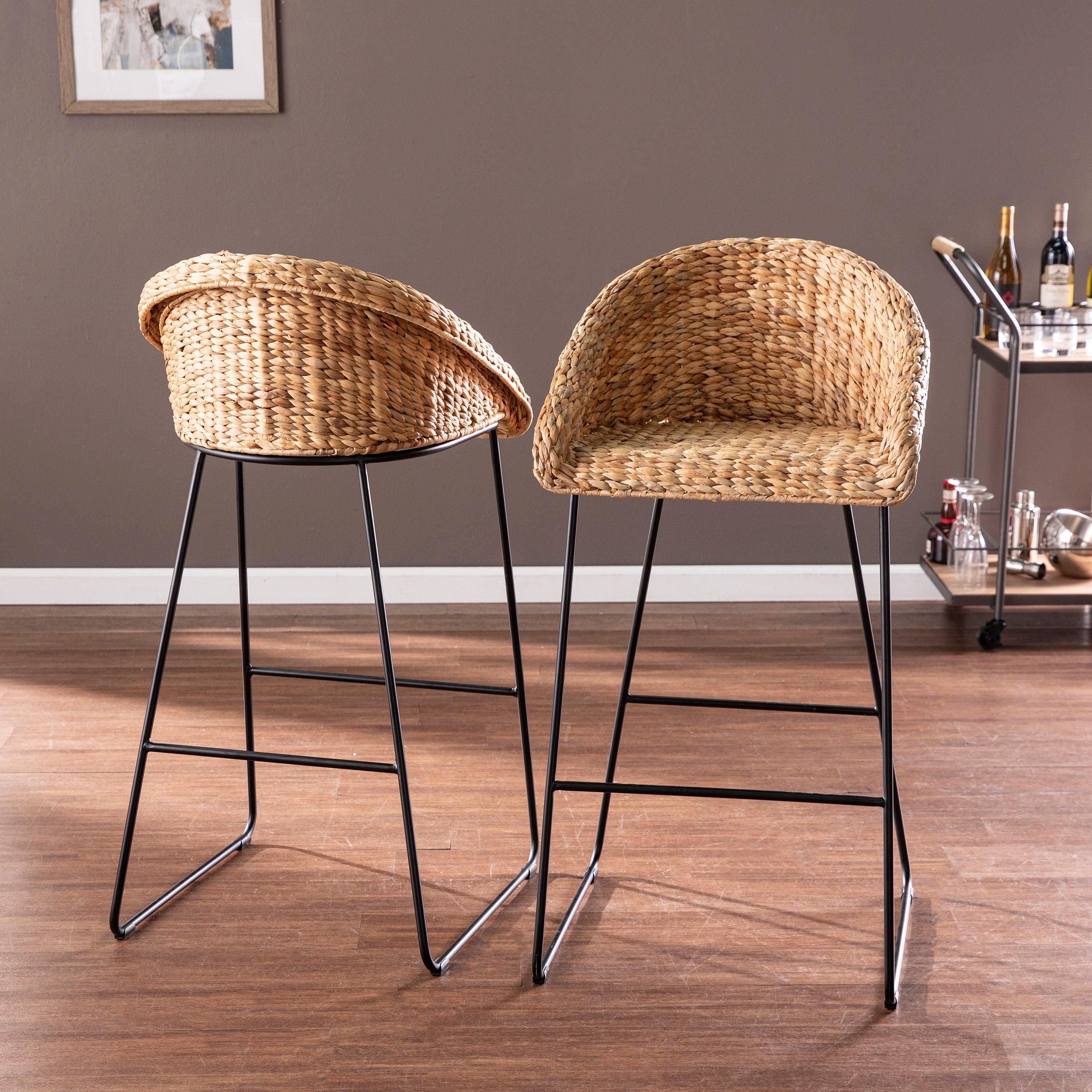 Landrine Water Hyacinth Bar Stools – 2pc Set - Image 2