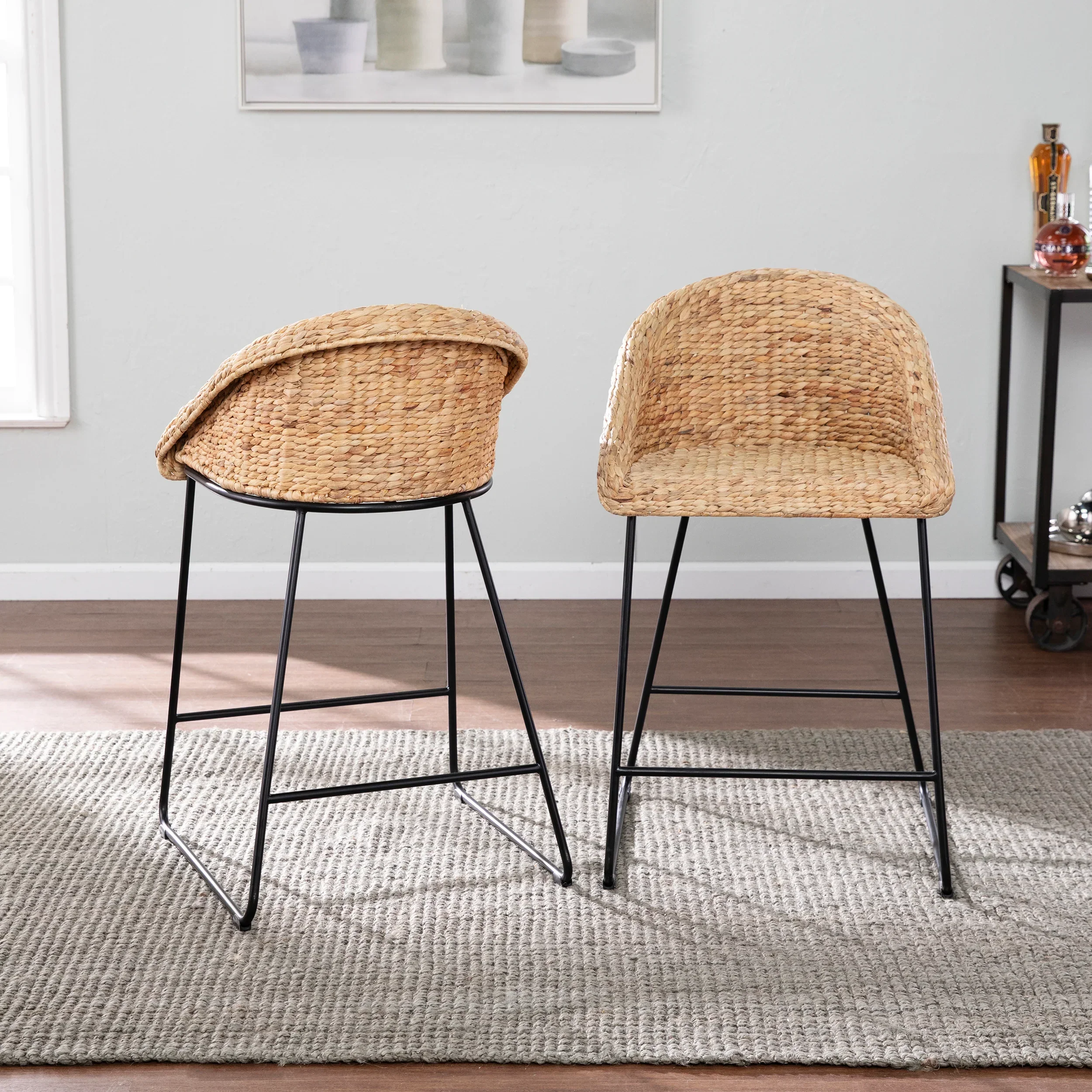 Landrine Water Hyacinth Counter Stools – 2pc Set - Image 2