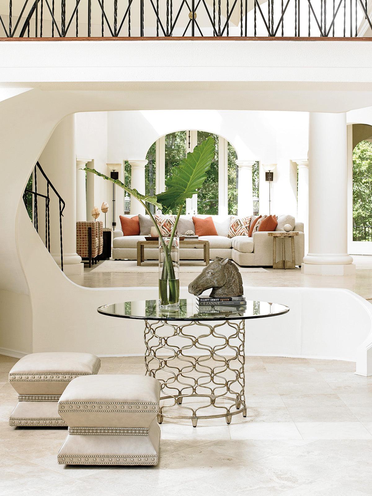 Laurel Canyon Bollinger Round Dining Table With 54 Inch Glass Top - Image 2