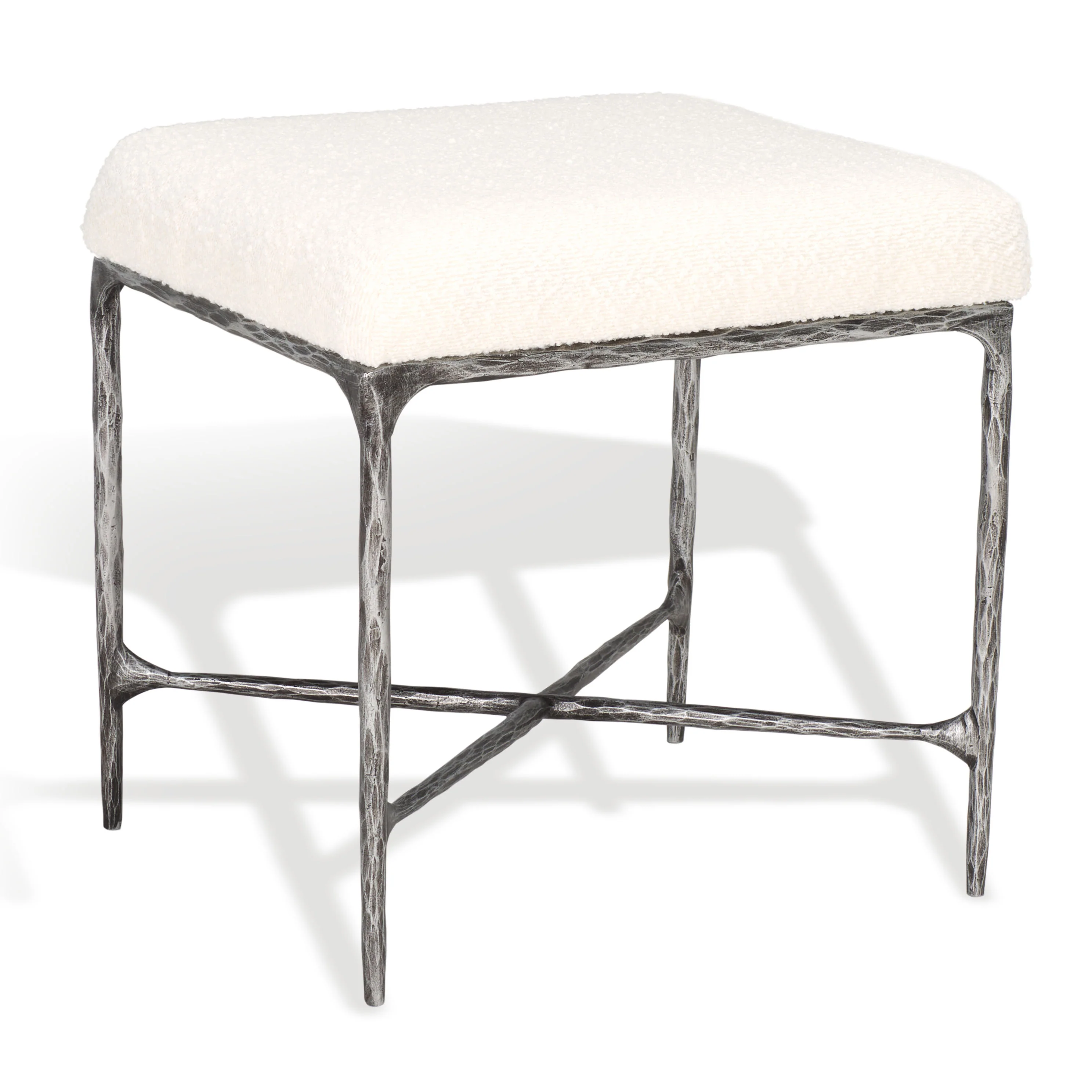 Mandy Boucle And Metal Ottoman - Image 3