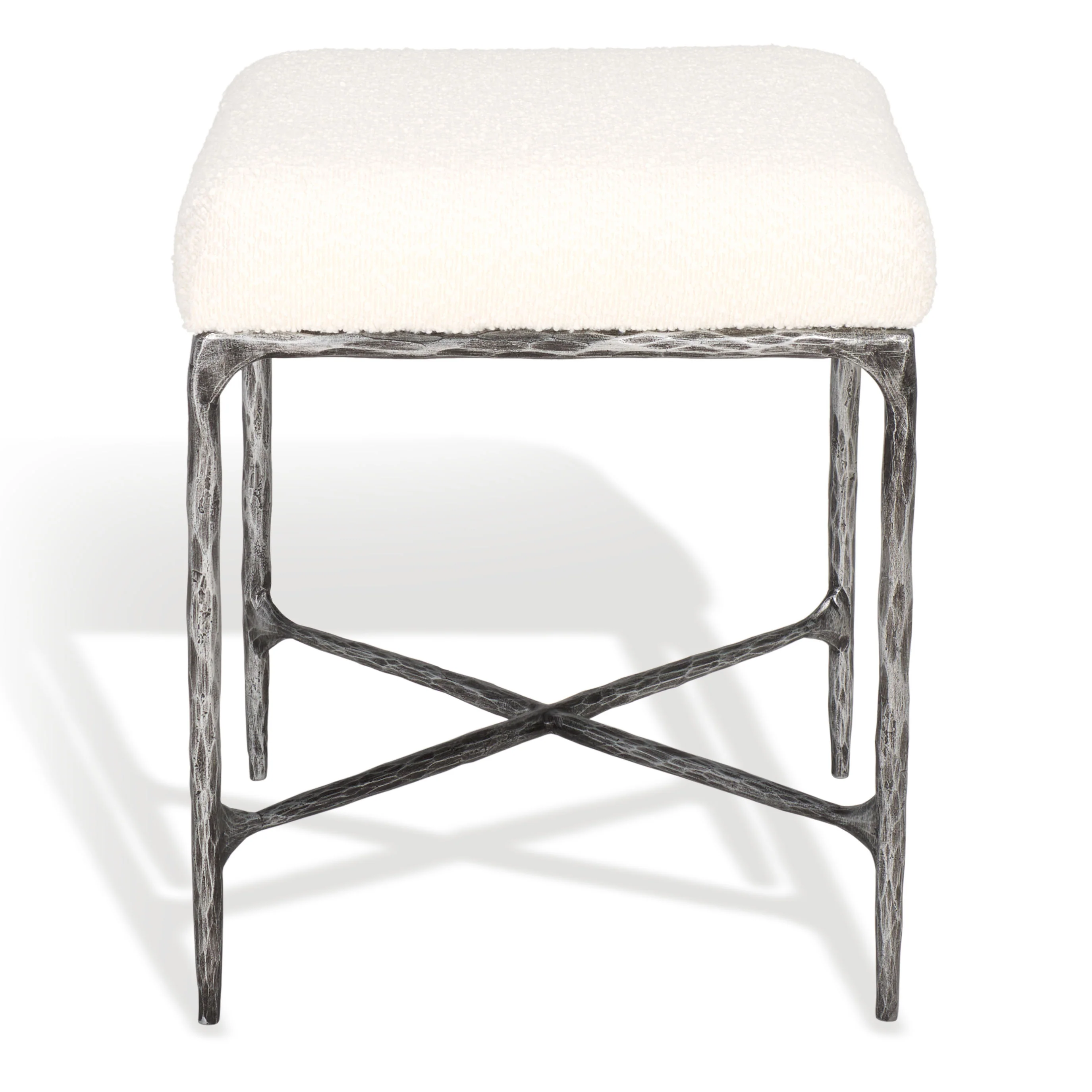 Mandy Boucle And Metal Ottoman - Image 8