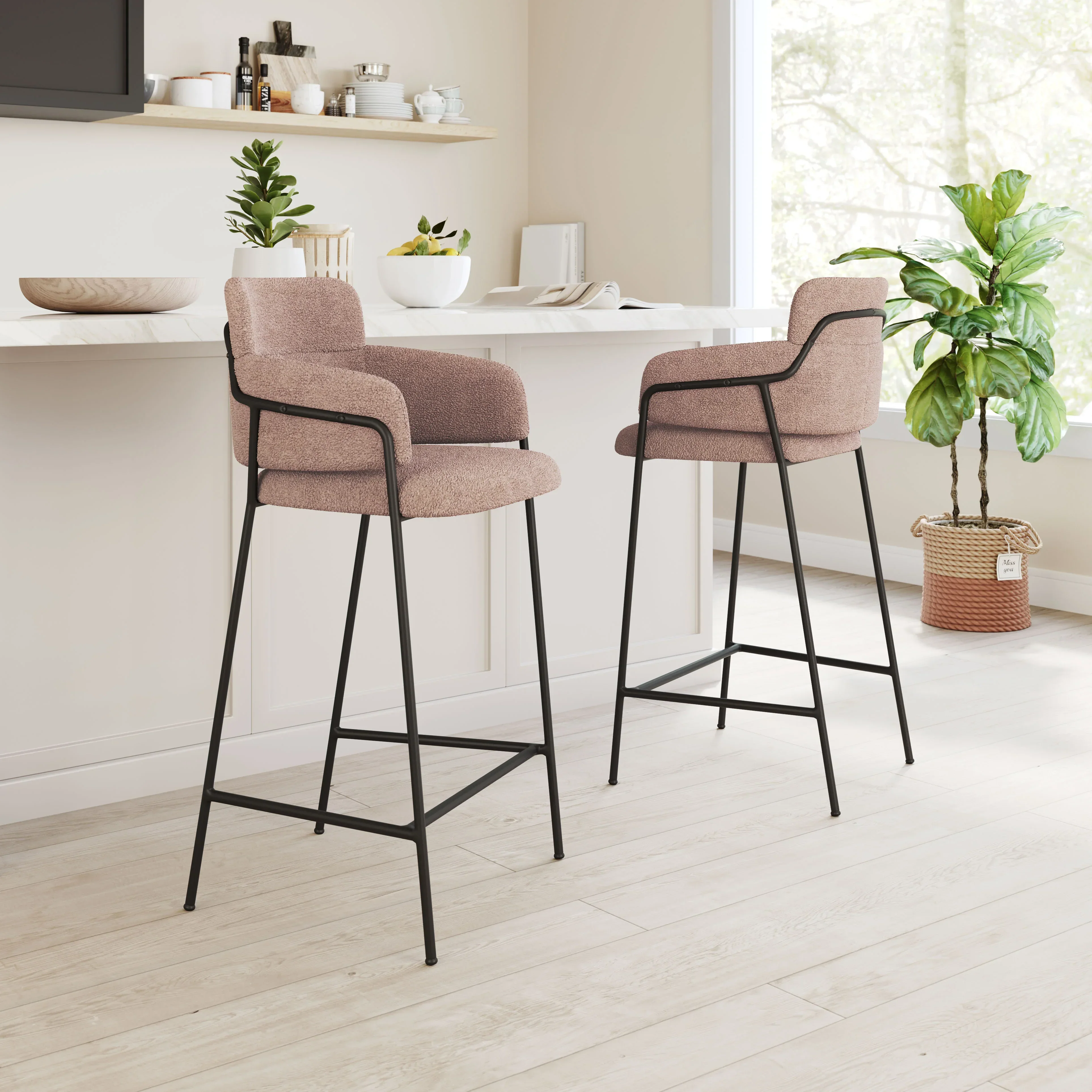 Marcel Barstool (Set of 2) Brown - Image 2