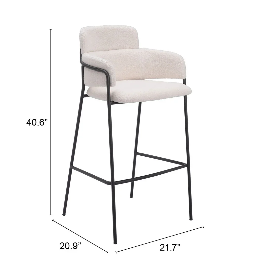 Marcel Barstool (Set of 2) Cream - Image 6