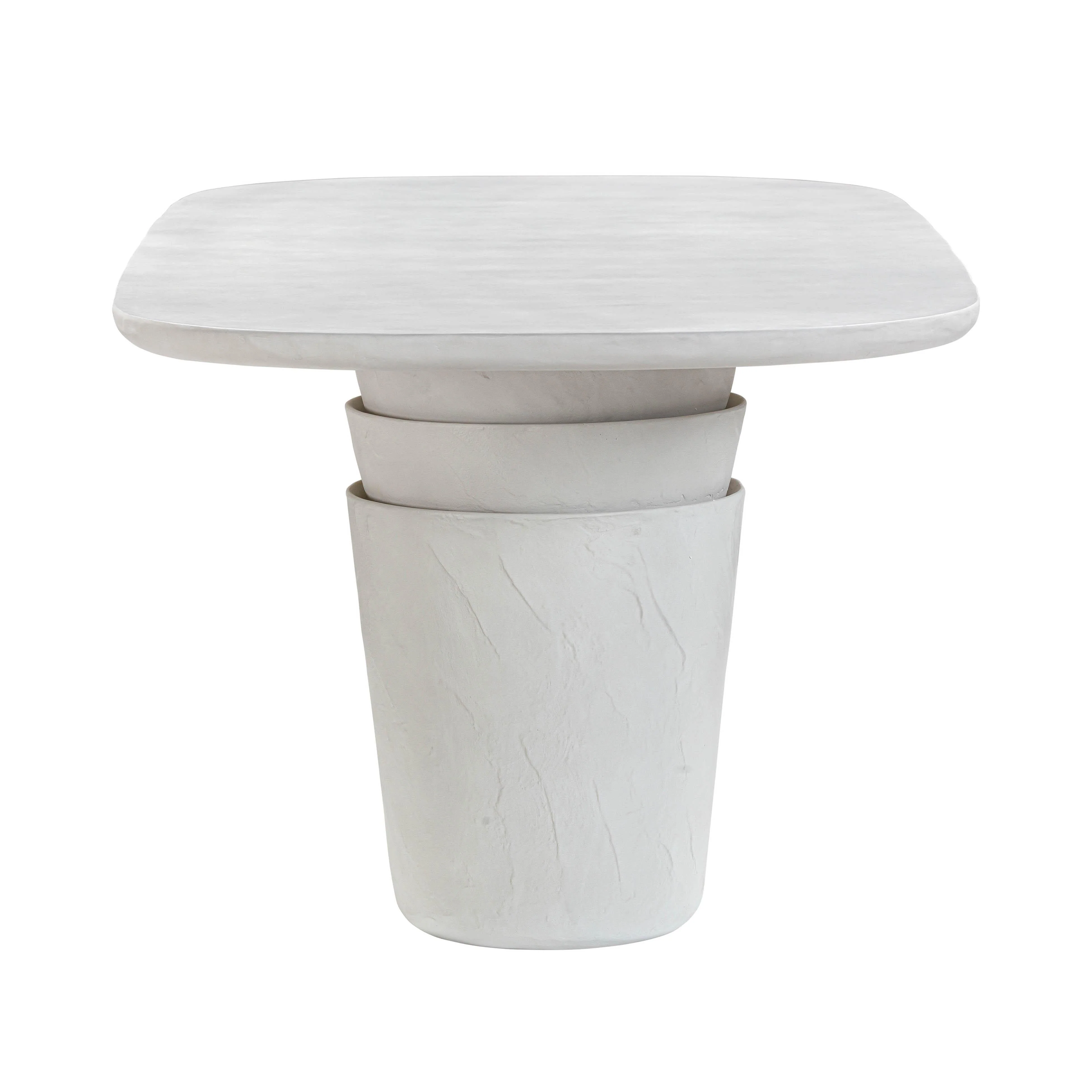 Margot Light Grey Faux Plaster Indoor / Outdoor Concrete Dining Table - Image 4