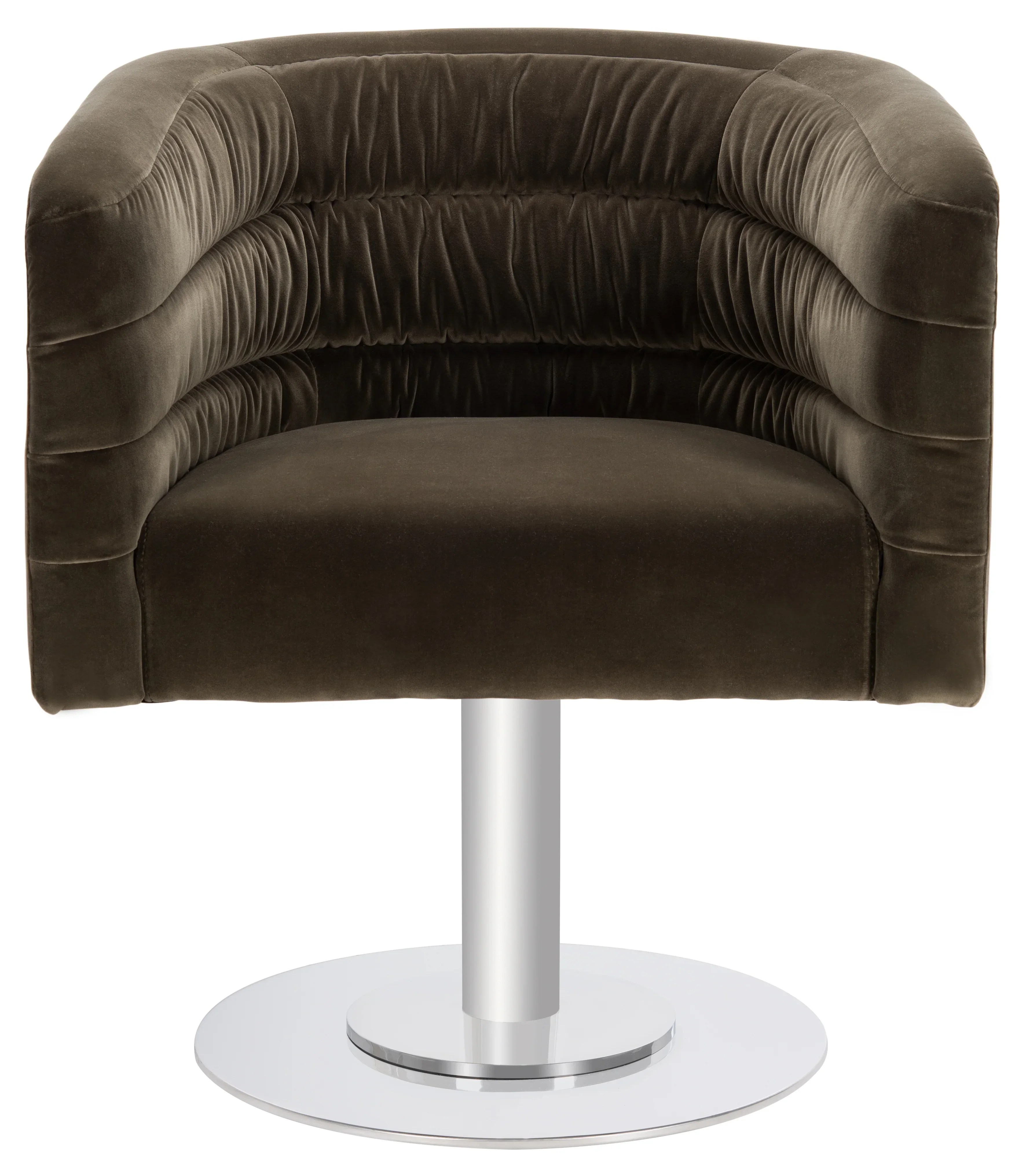 Marie Velvet Swivel Tub Chair/Olive/Steel