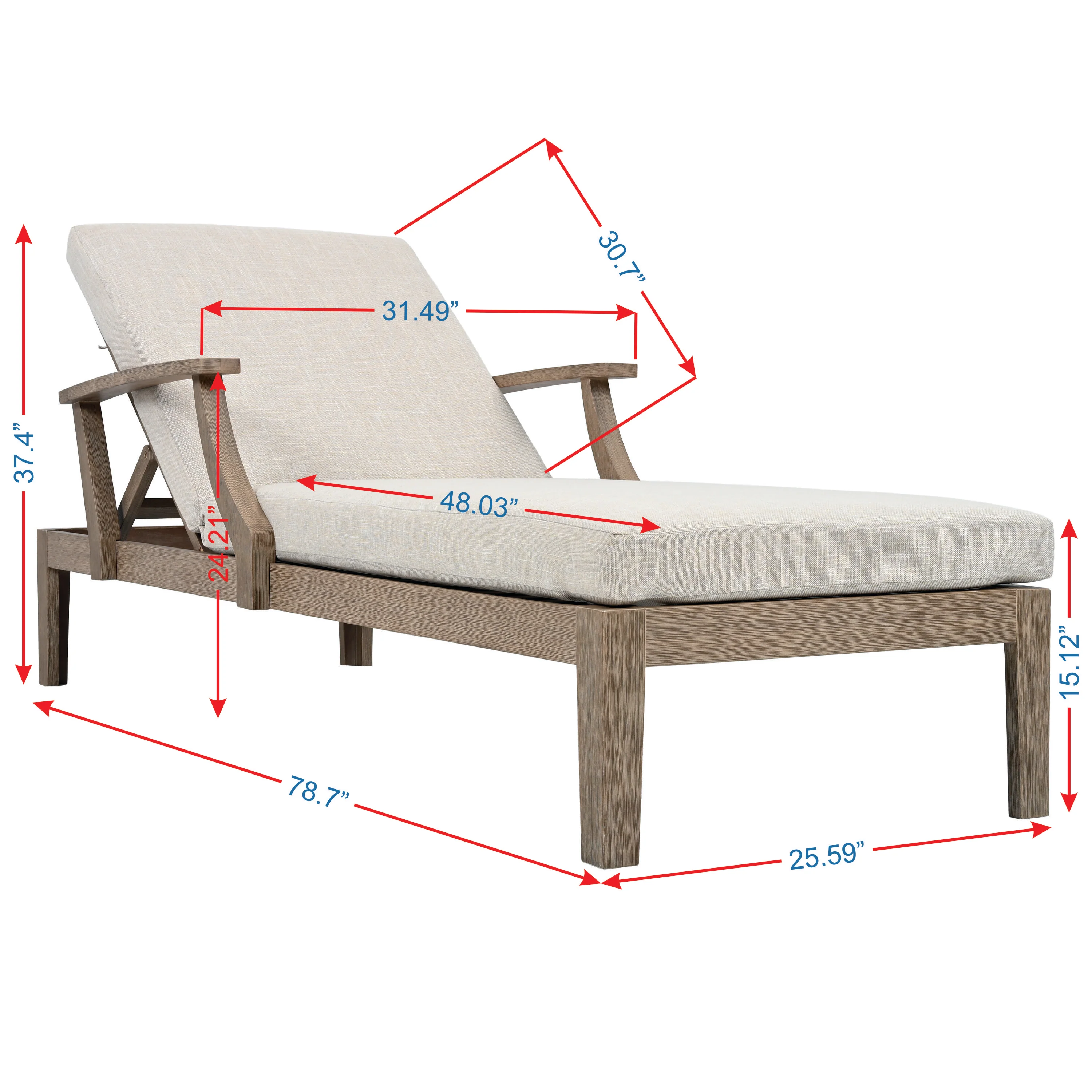 Martinique Wood Patio Chaise Lounge - Image 5