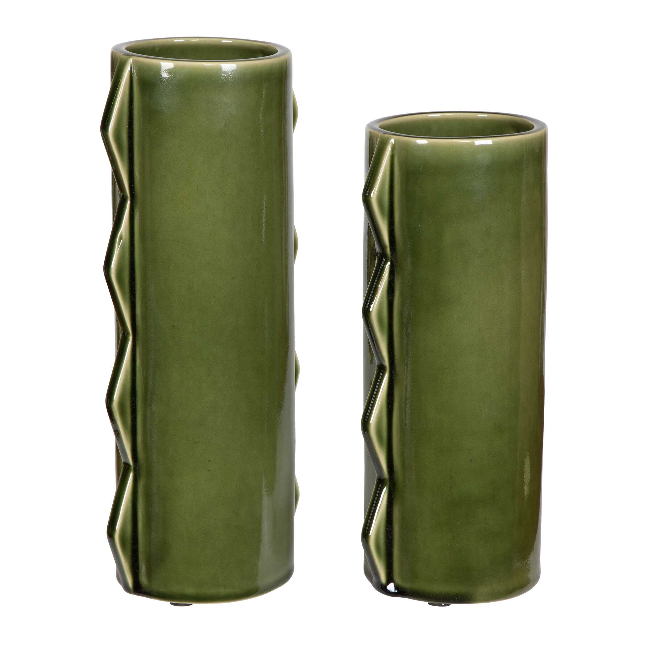 Meander Green Vases - Set of 2 - Image 3