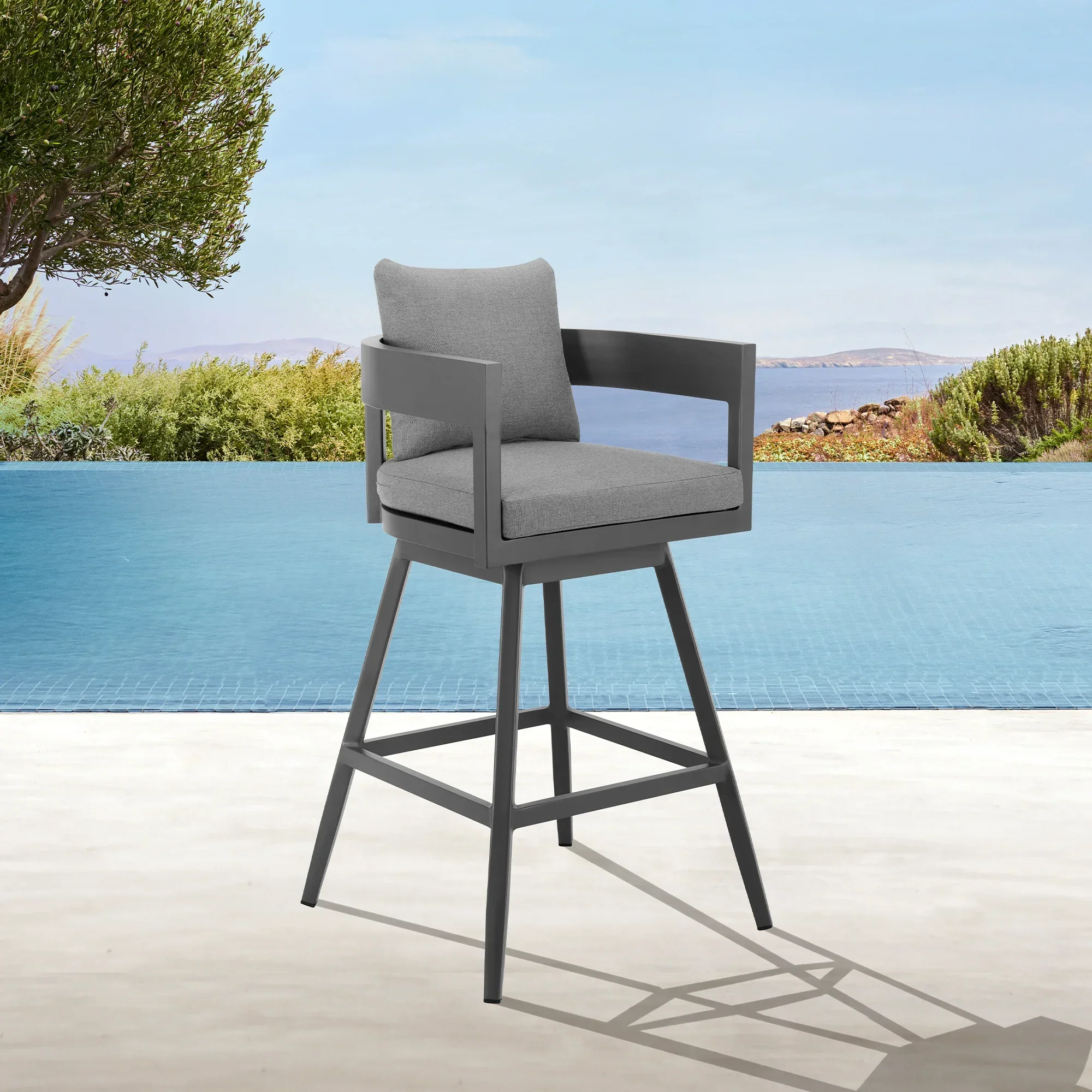 Menorca Outdoor Swivel Counter Stool - Set of 2 - Image 2