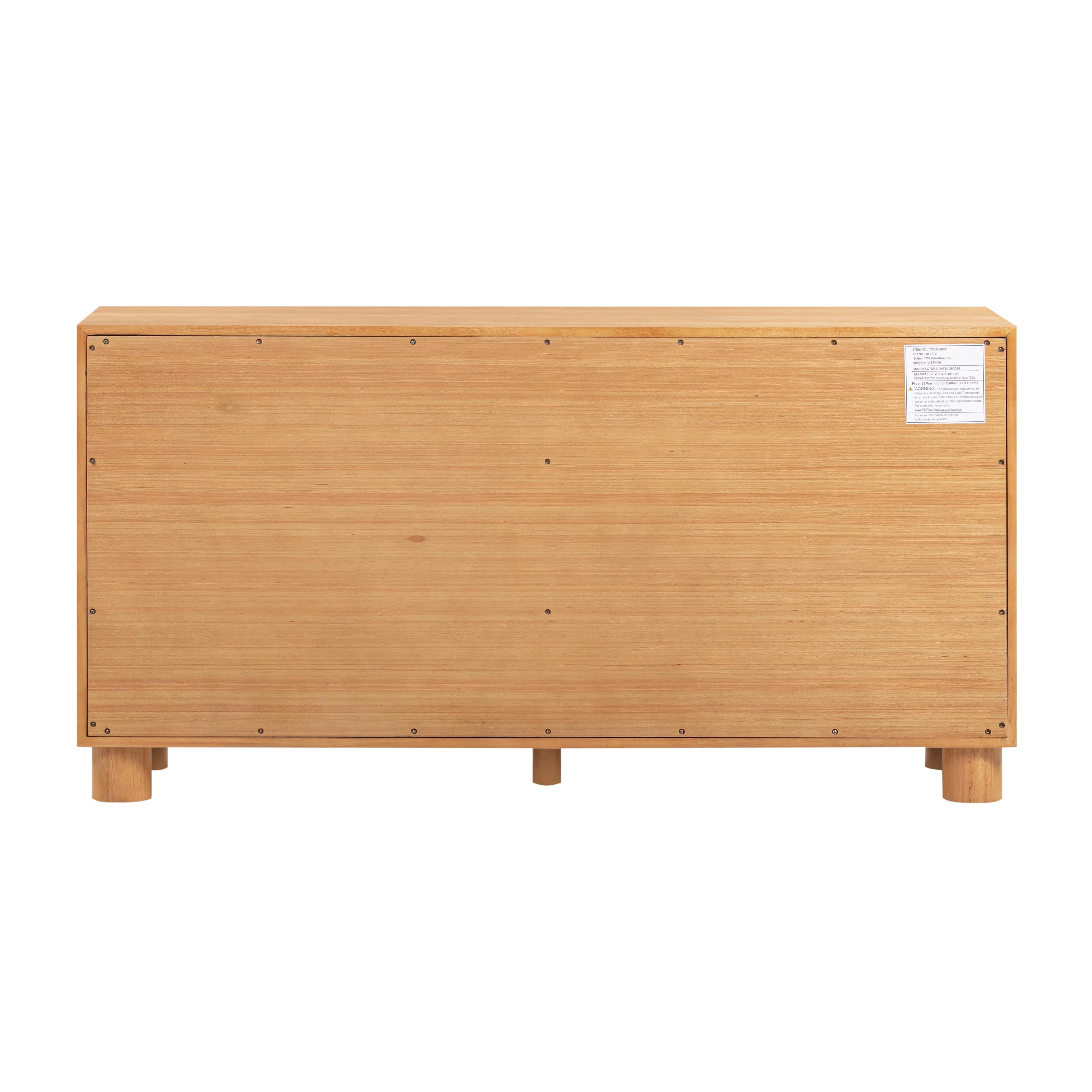 Miles 62" Natural Wood 6-Drawer Dresser - Image 6