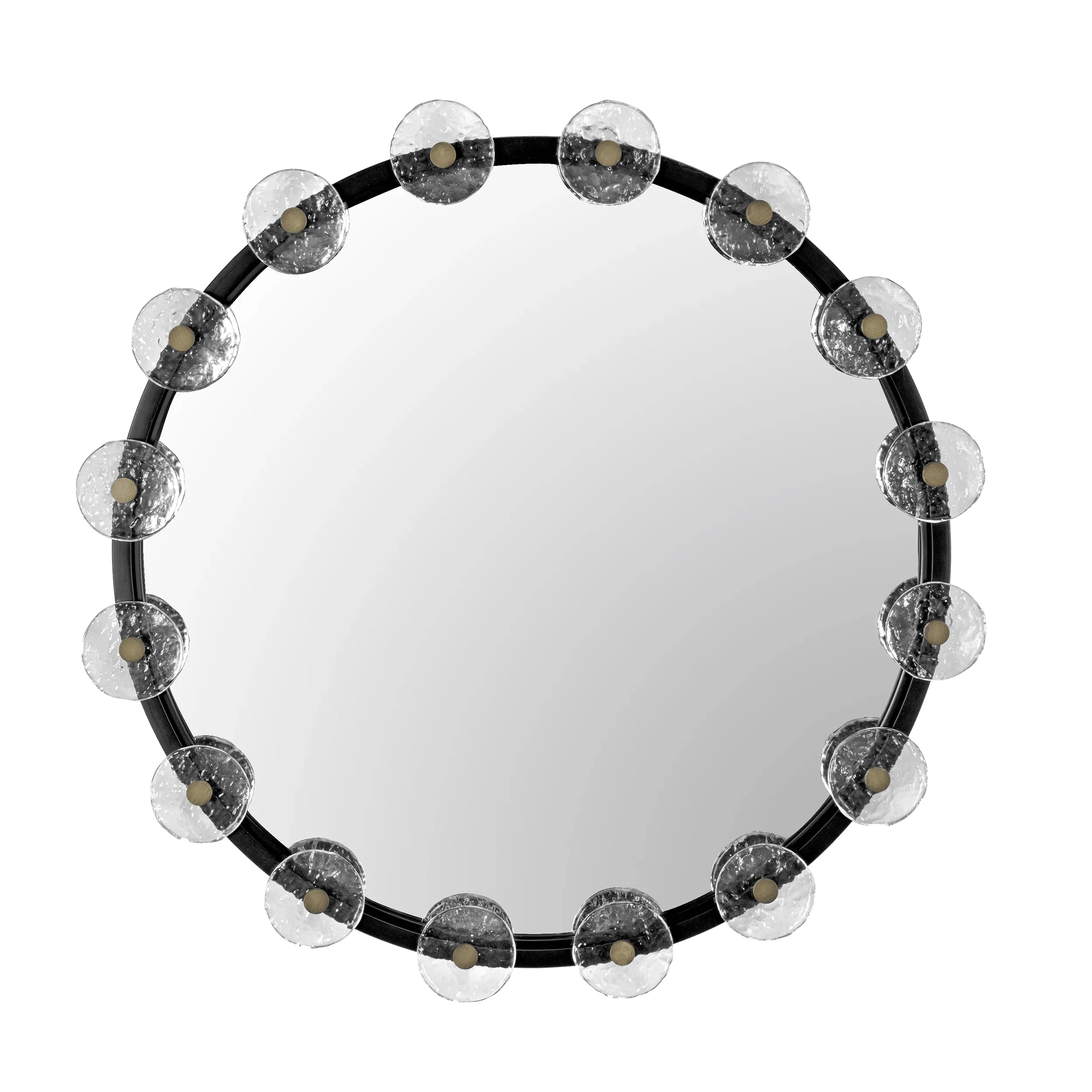 Moira Mirror with Glass Details, Black Metal