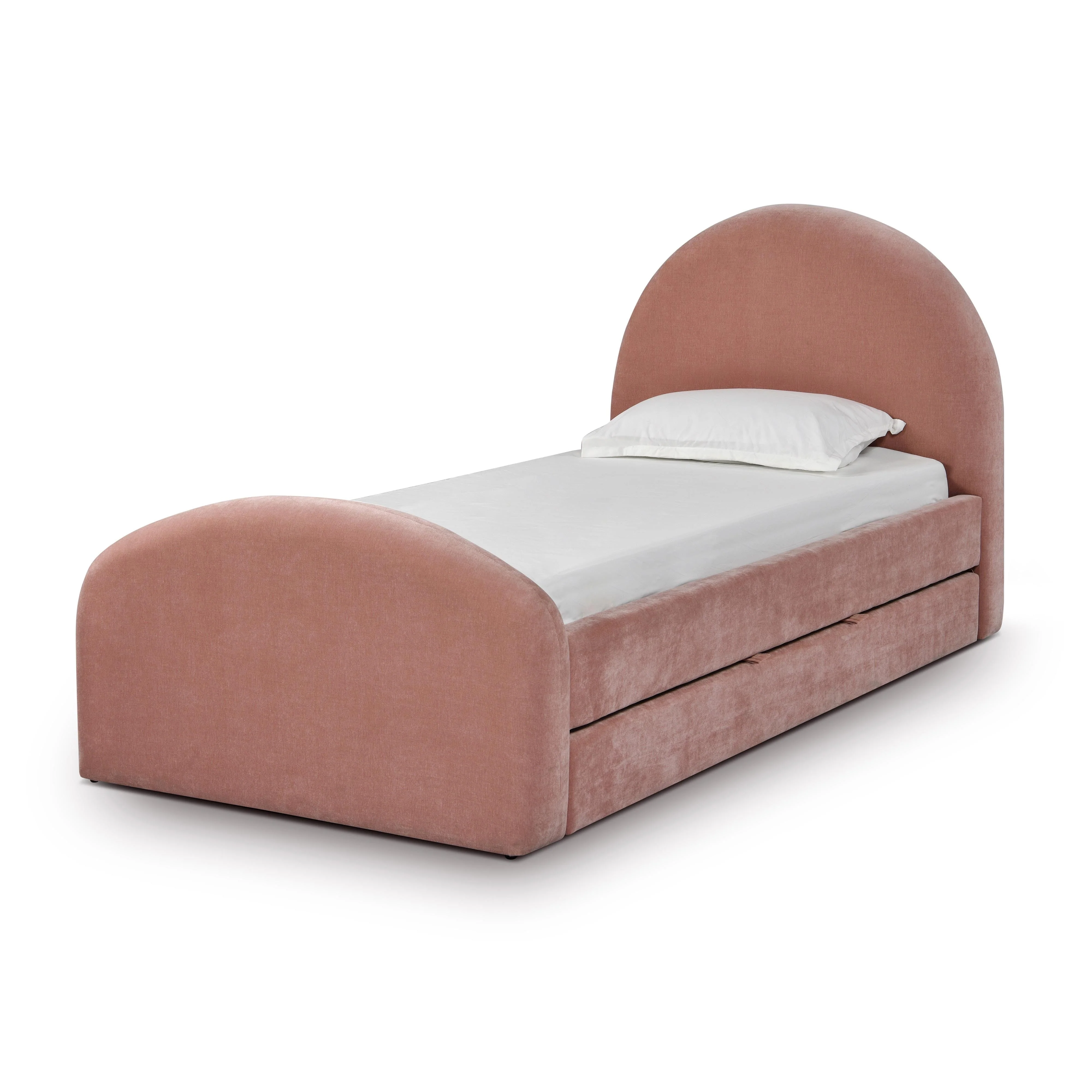 Moon Rose Upcycled Contract-Grade Chenille Twin Trundle Bed - Image 4