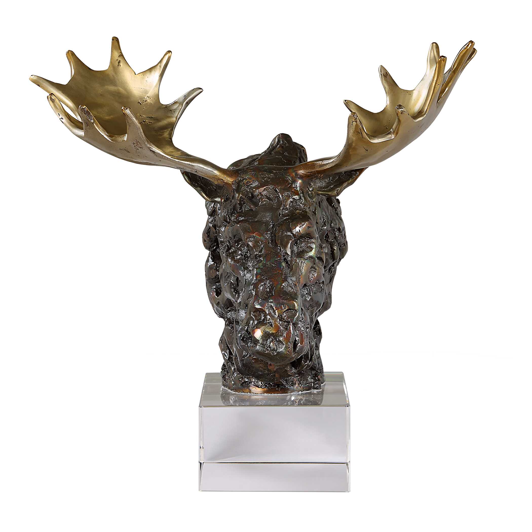 Moose Bust Bronze Sculpture - Image 4