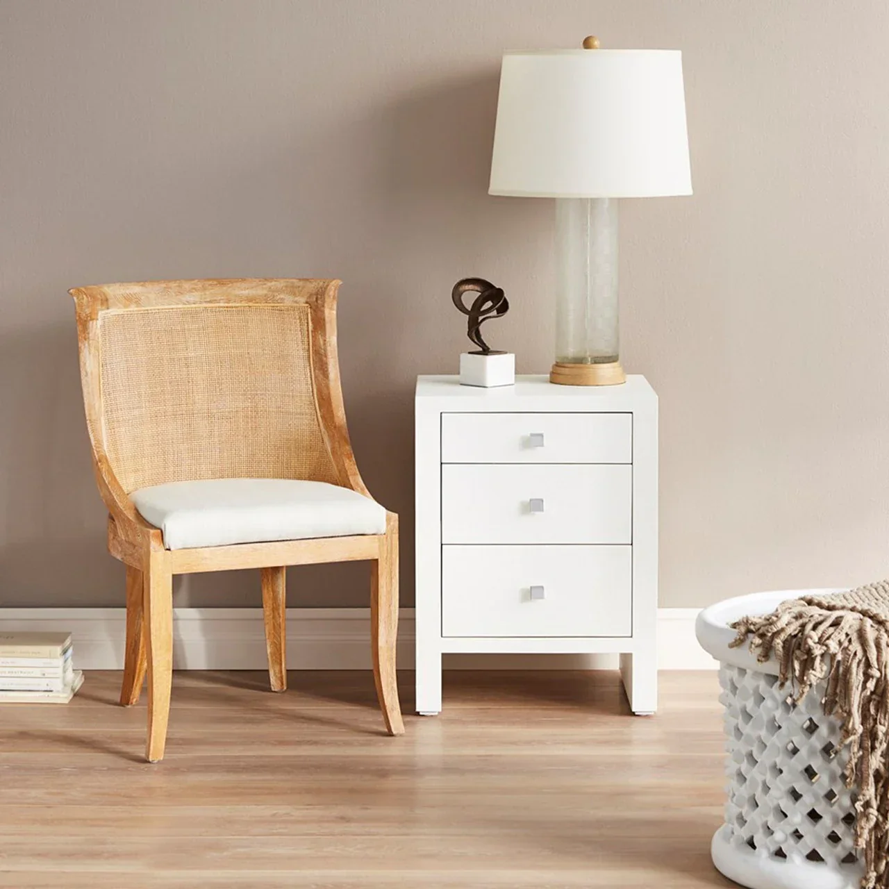 Morgan Grasscloth 3-Drawer Side Table - Image 2
