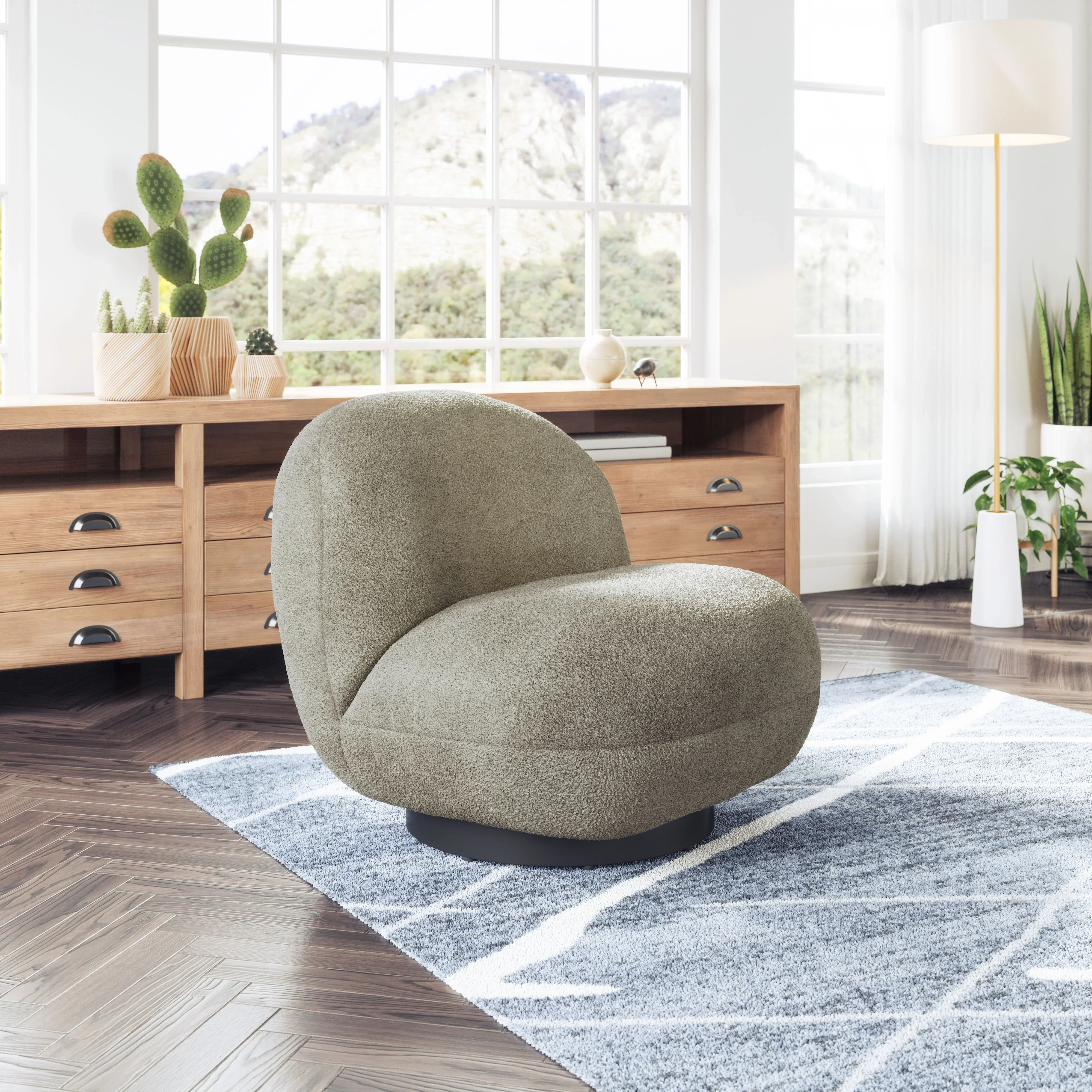 Myanmar Accent Chair Olive Green - Image 3