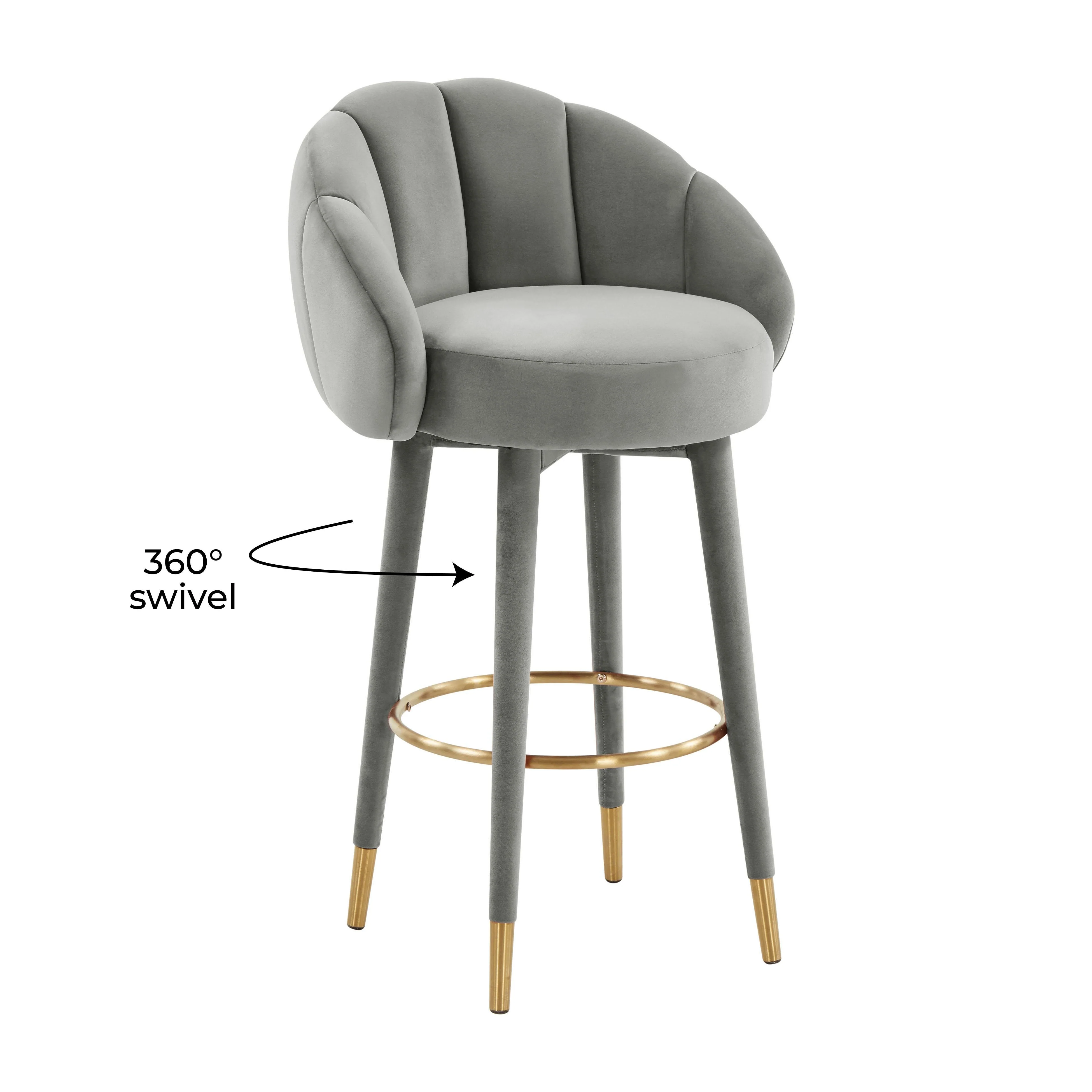 Myla Light Grey Swivel Bar Stool - Image 6