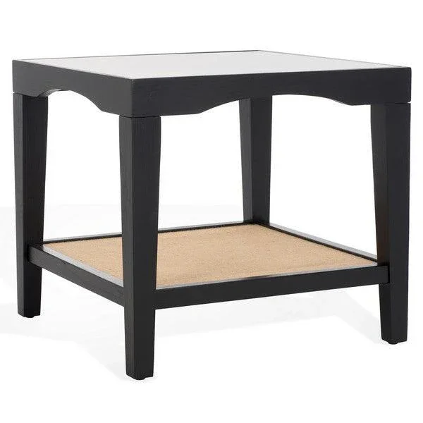 Nicolella Square Glass And Linen Accent Table - Image 4