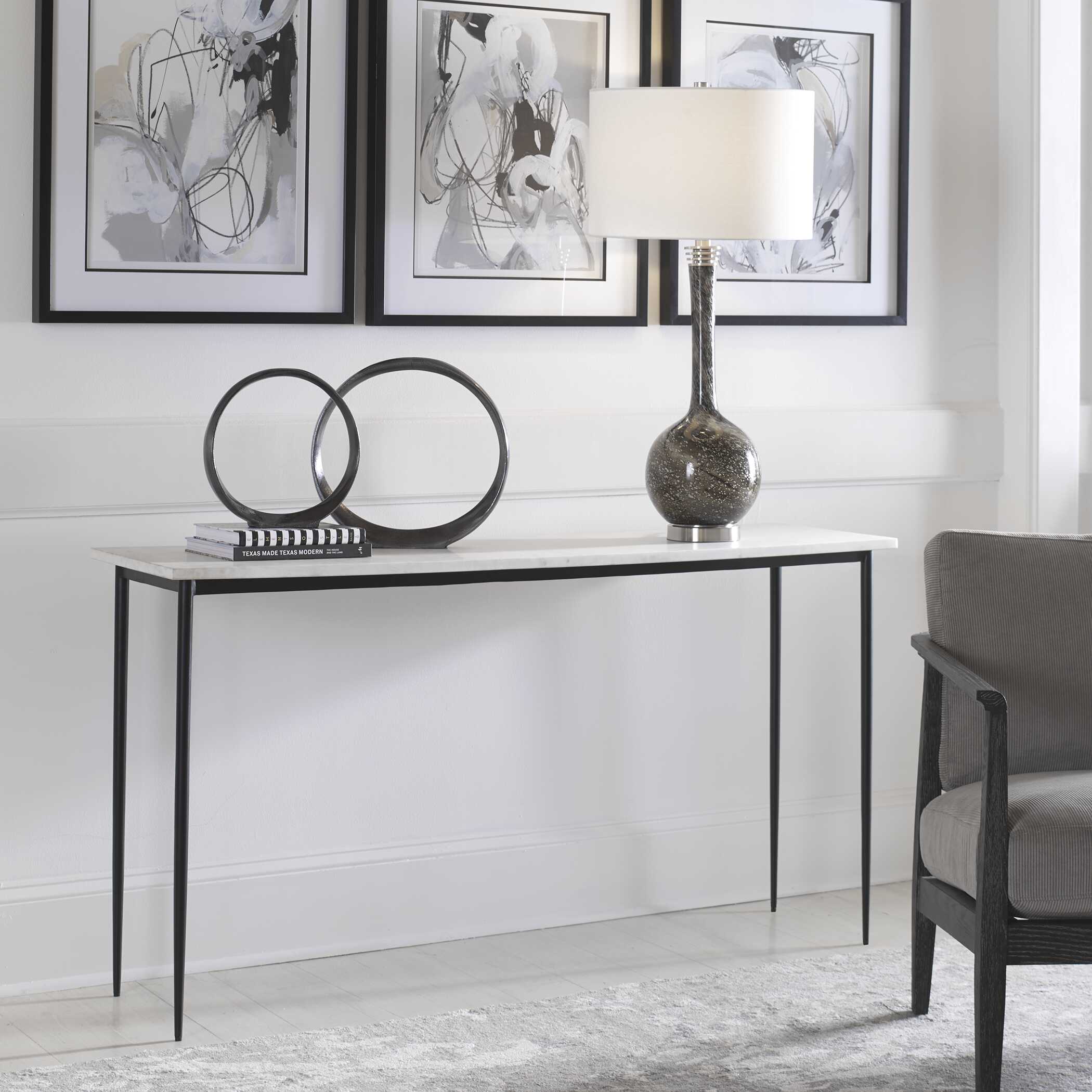 Nightfall White Marble Console Table - Image 3