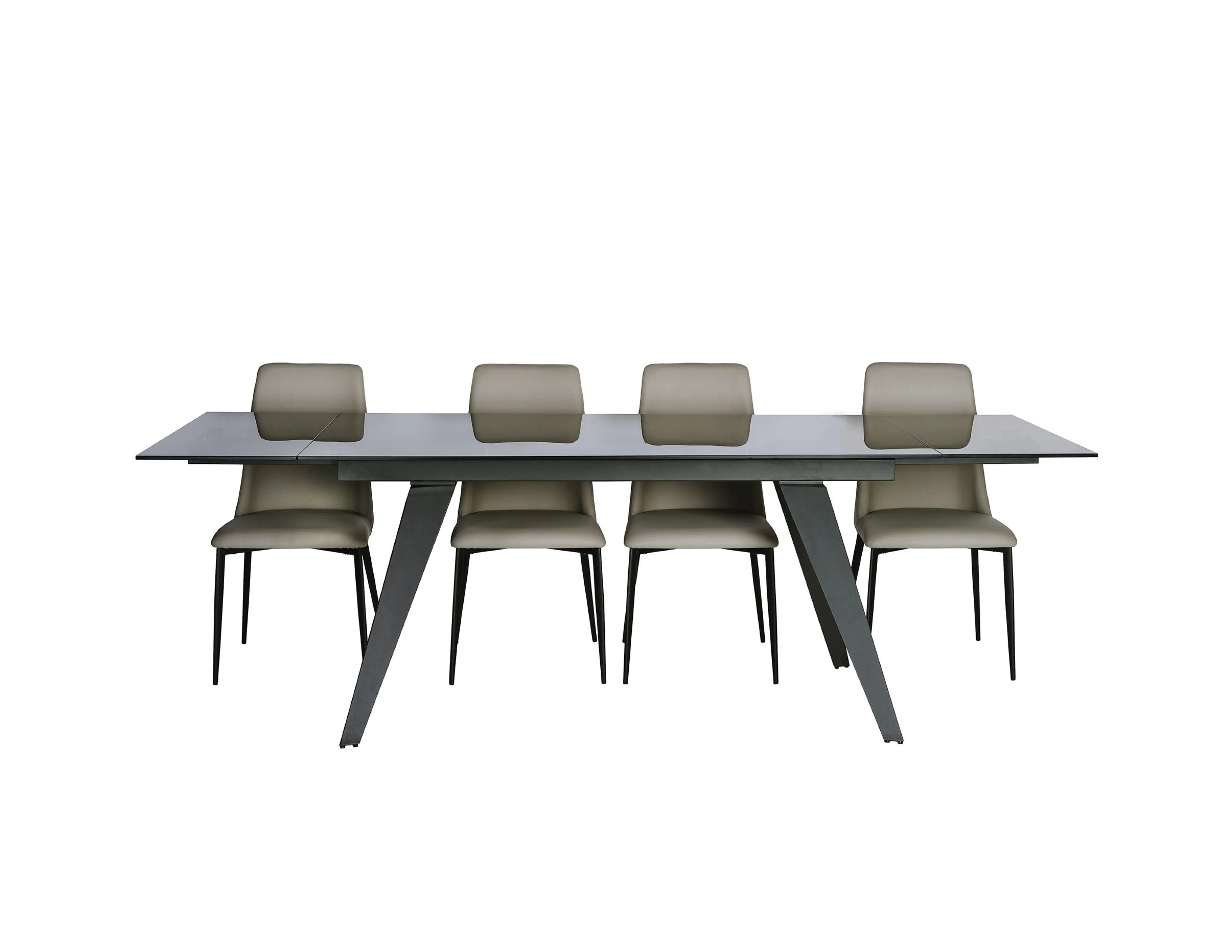 NOIRE Dining Table Double Extension Gunmetal Steel Base - Image 4
