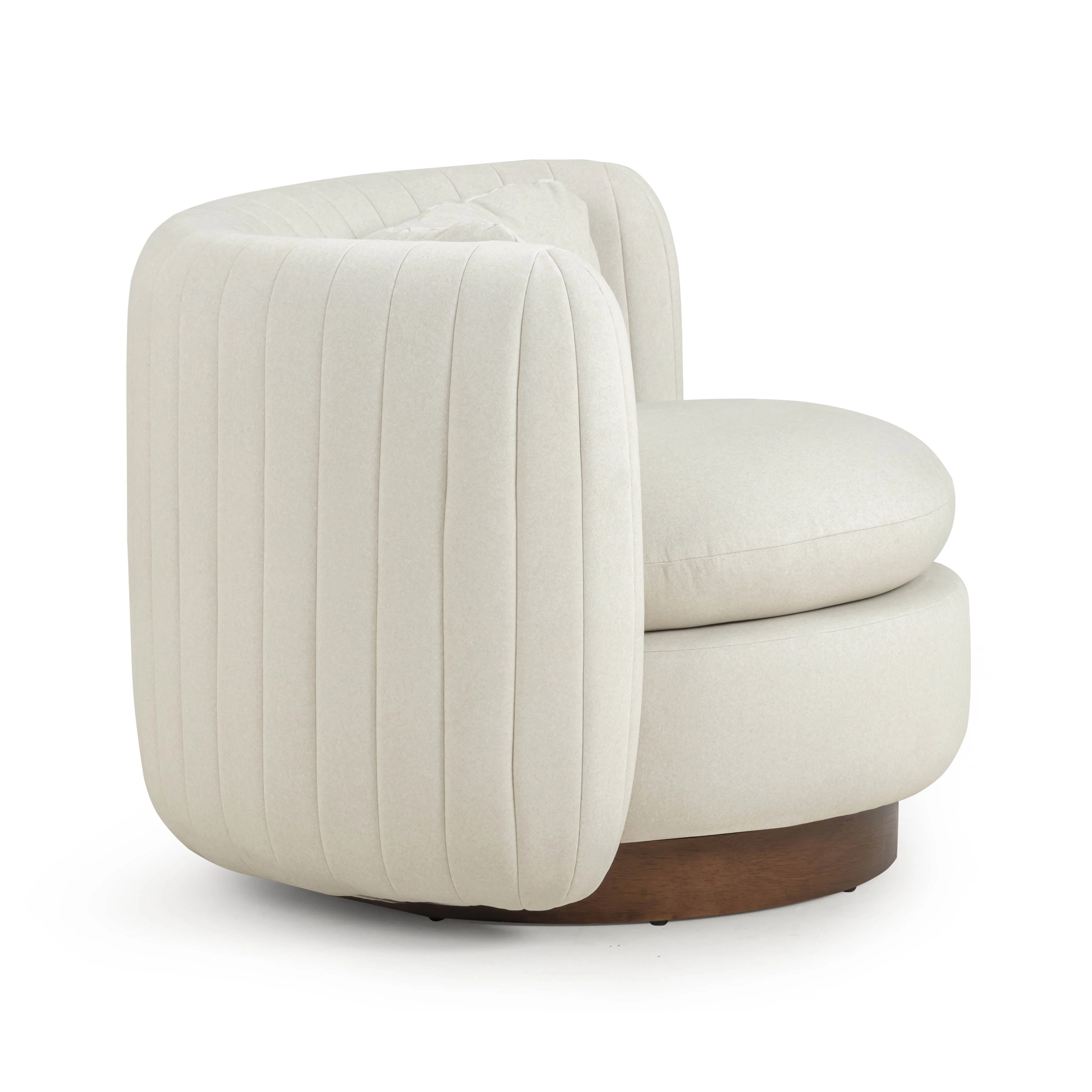 Nura Cream Performance Vegan Mohair Swivel Accent Chair - Image 4