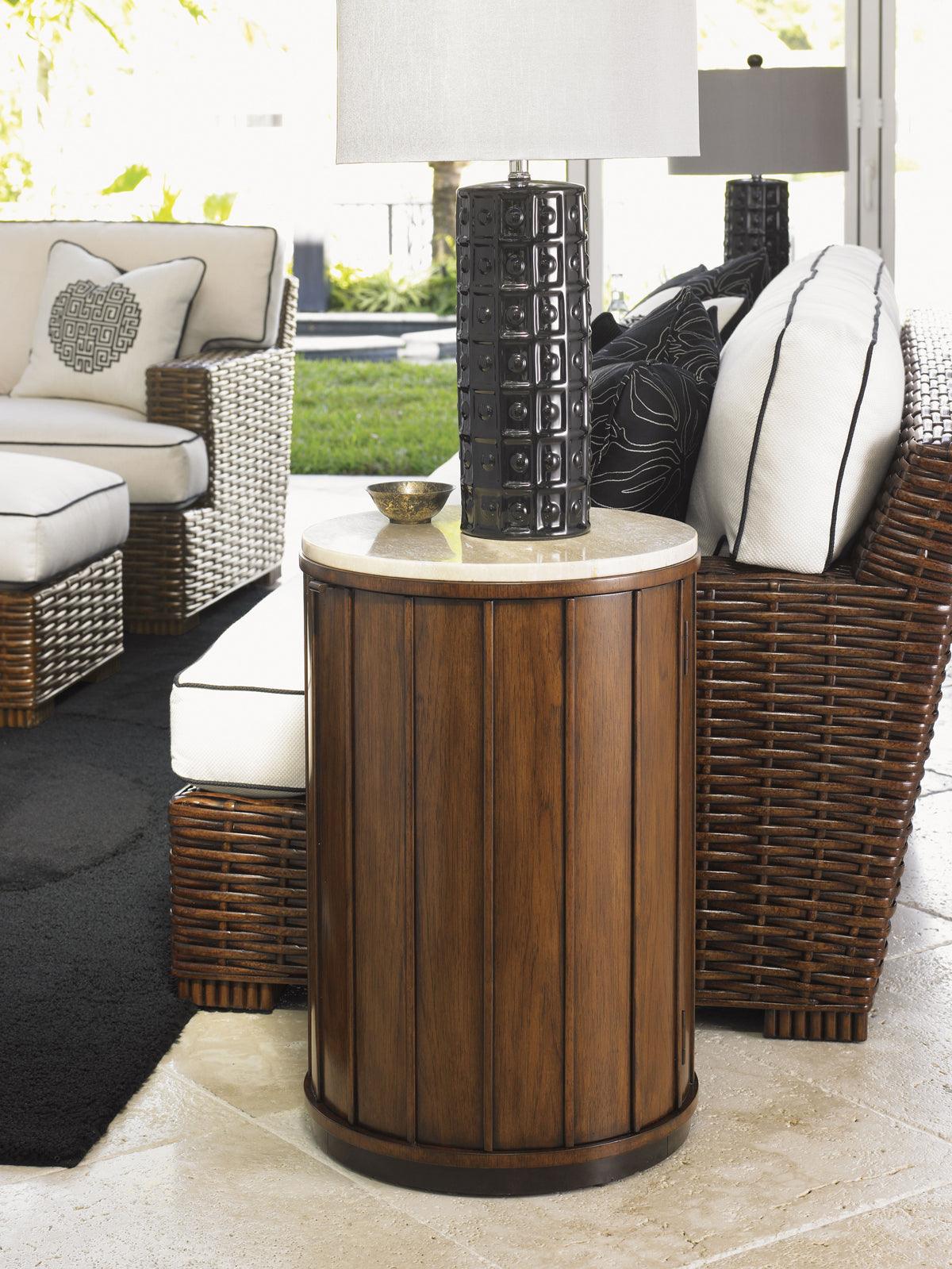 Ocean Club Fiji Drum Table With Stone Top - Image 2