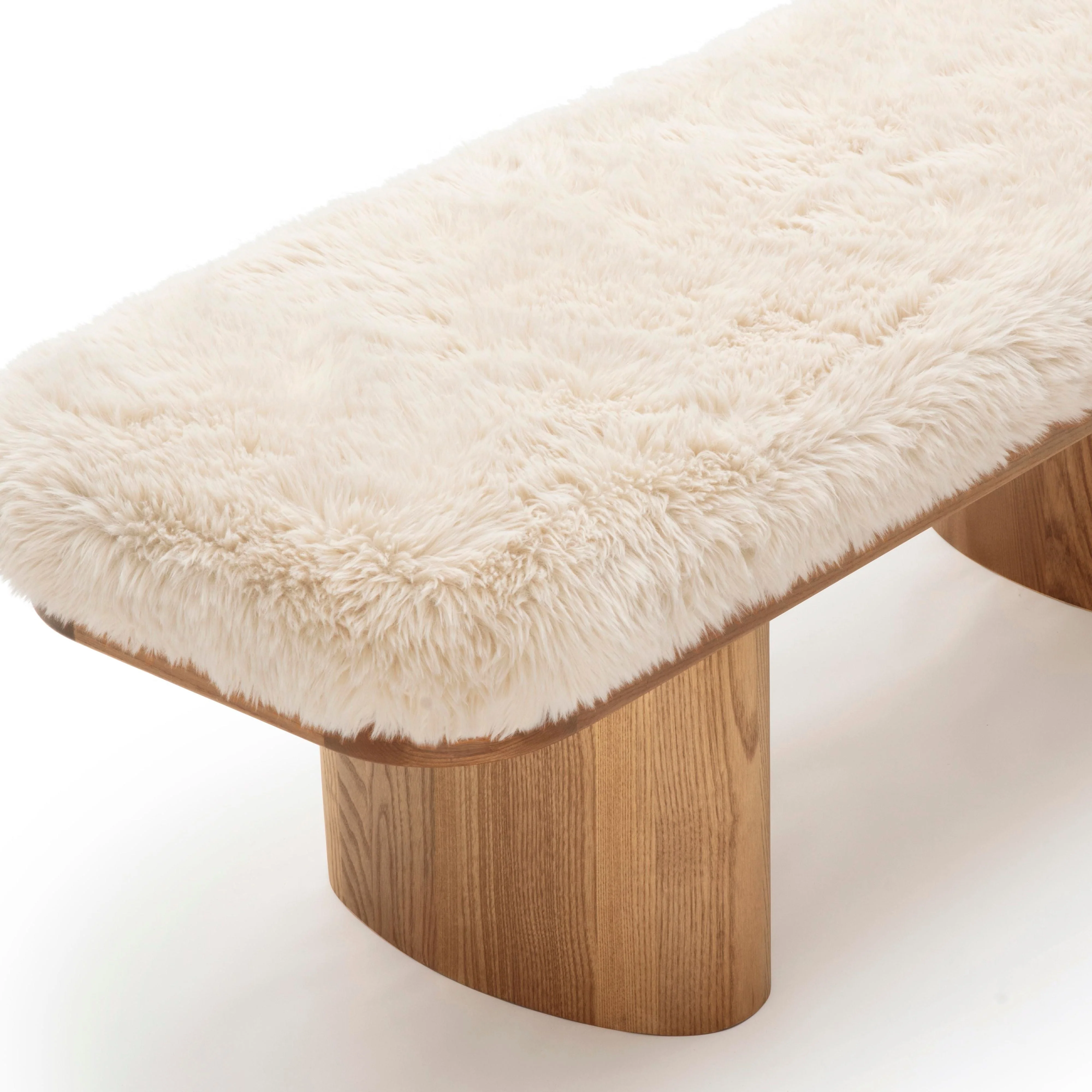 Ollie 48" Contract-Grade Straight Vegan Shearling Bench - Image 5